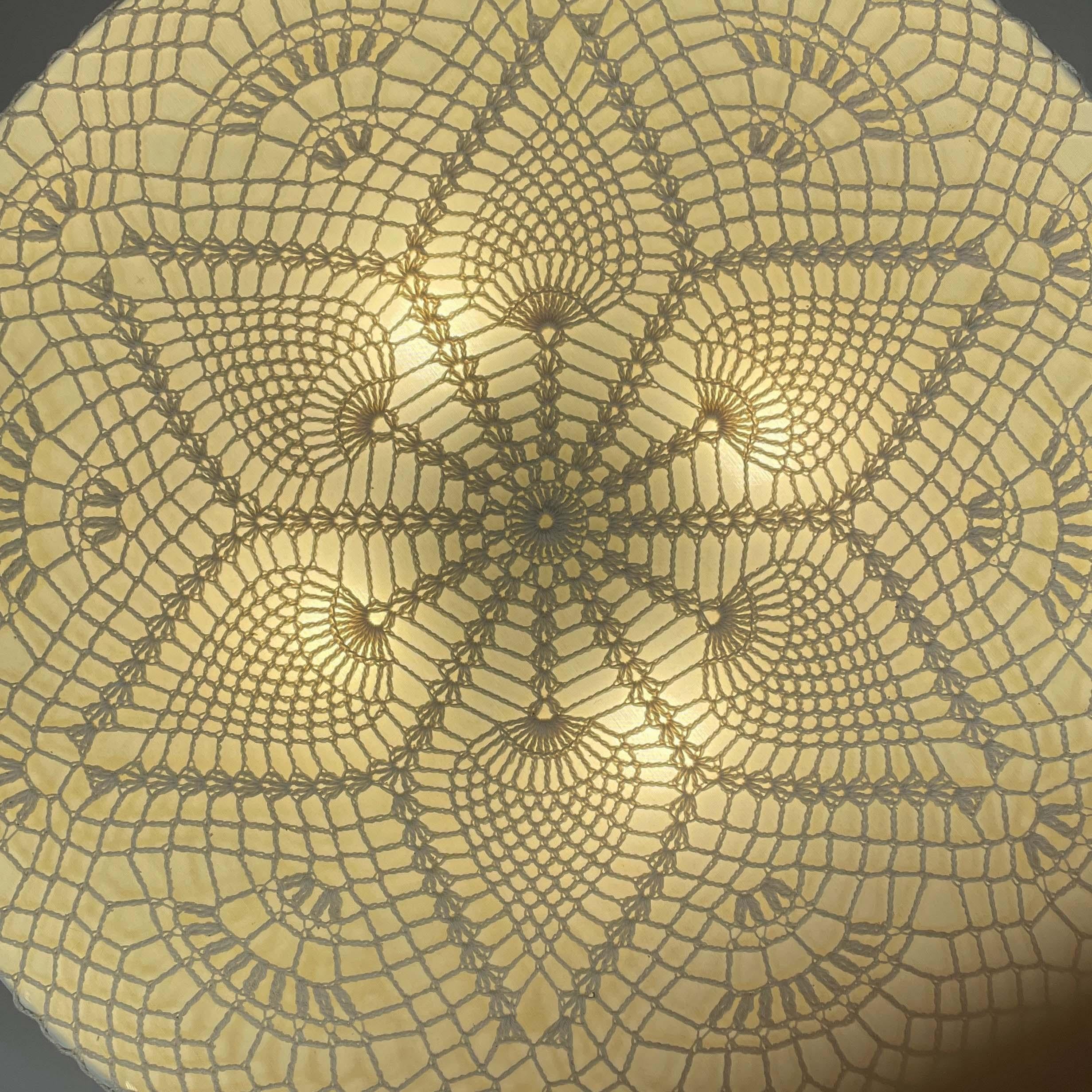 Plafonnier en tissu Macrame crème encastré, Suède, années 1960 à 1970 en vente 4