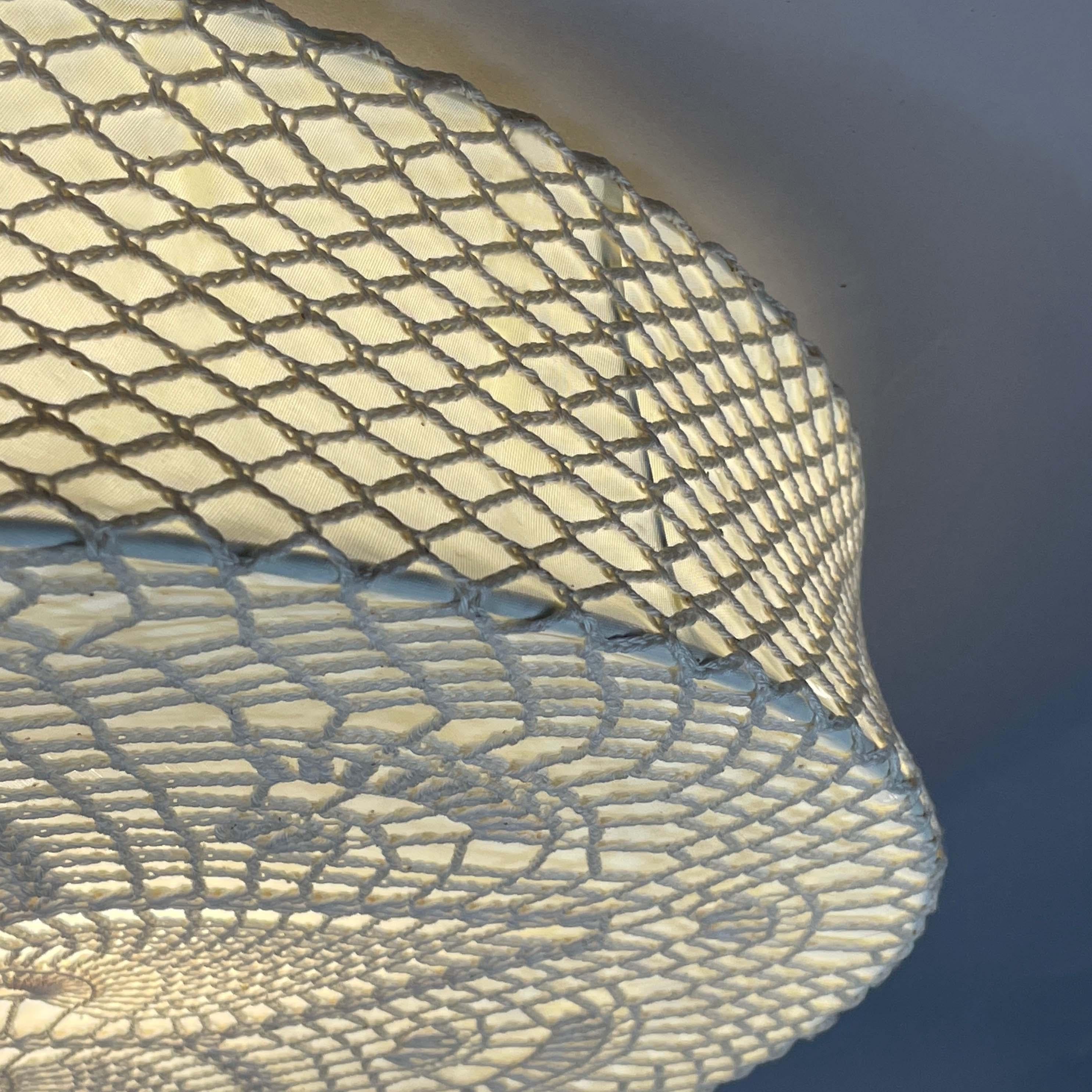 Plafonnier en tissu Macrame crème encastré, Suède, années 1960 à 1970 en vente 7