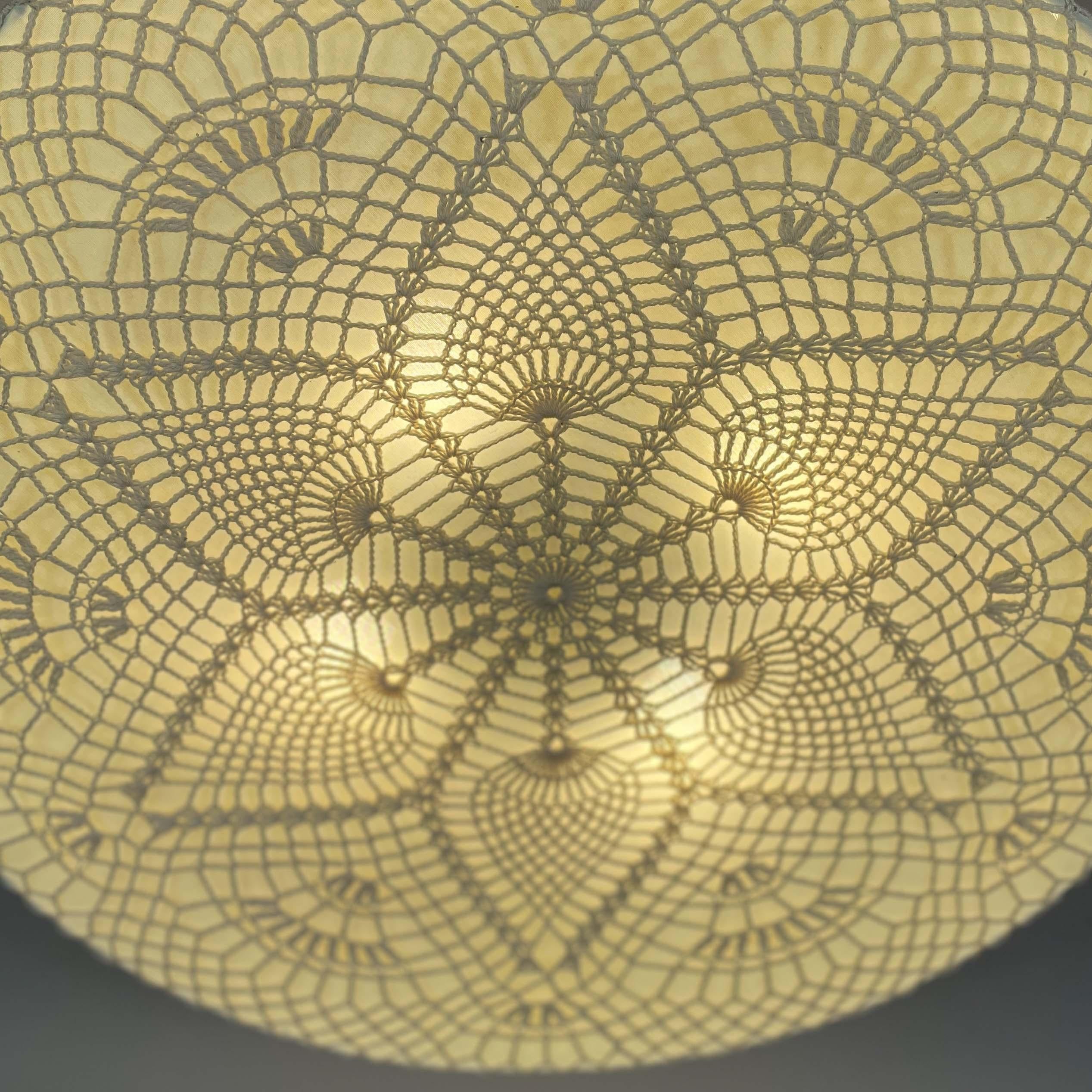 Plafonnier en tissu Macrame crème encastré, Suède, années 1960 à 1970 en vente 8