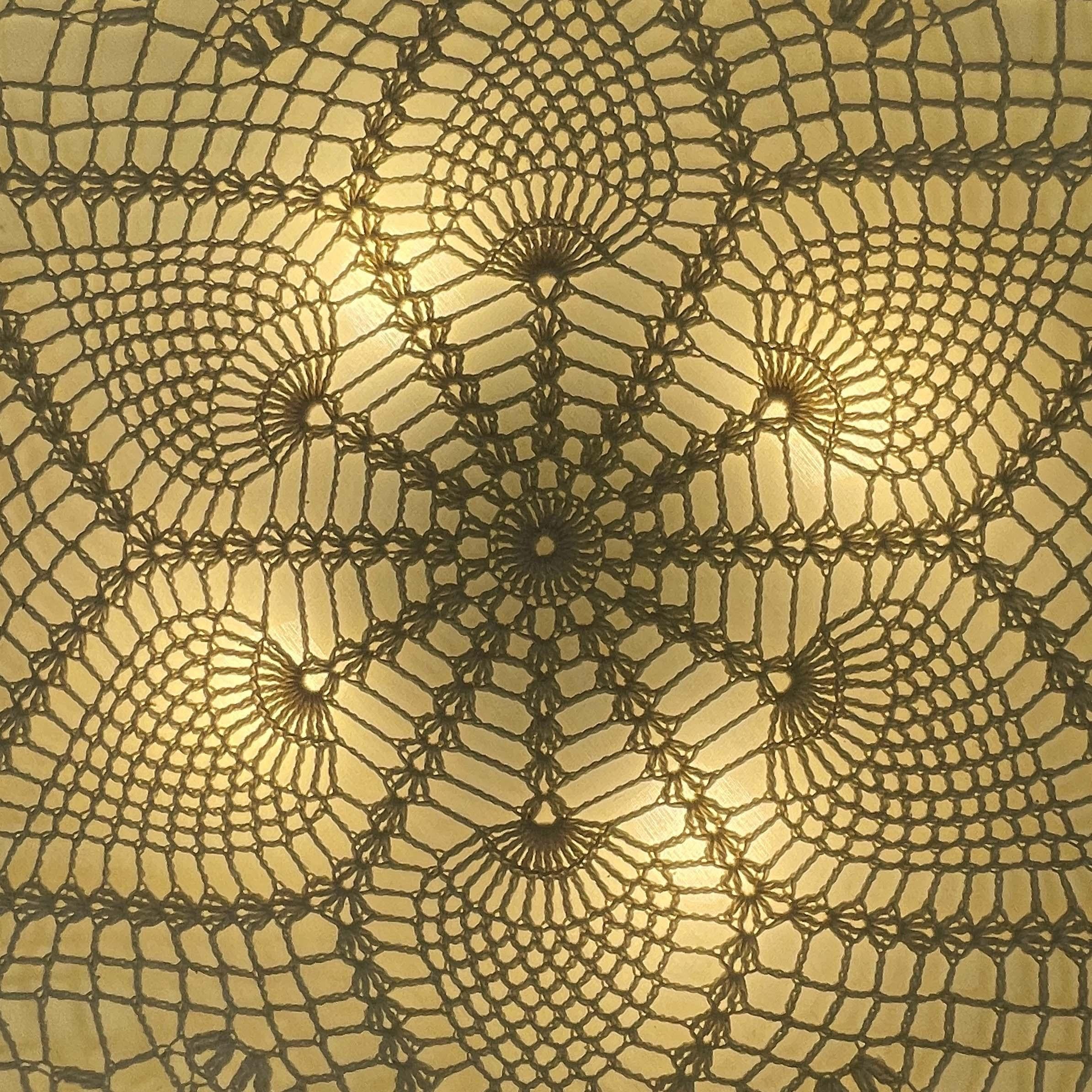 Plafonnier en tissu Macrame crème encastré, Suède, années 1960 à 1970 en vente 10