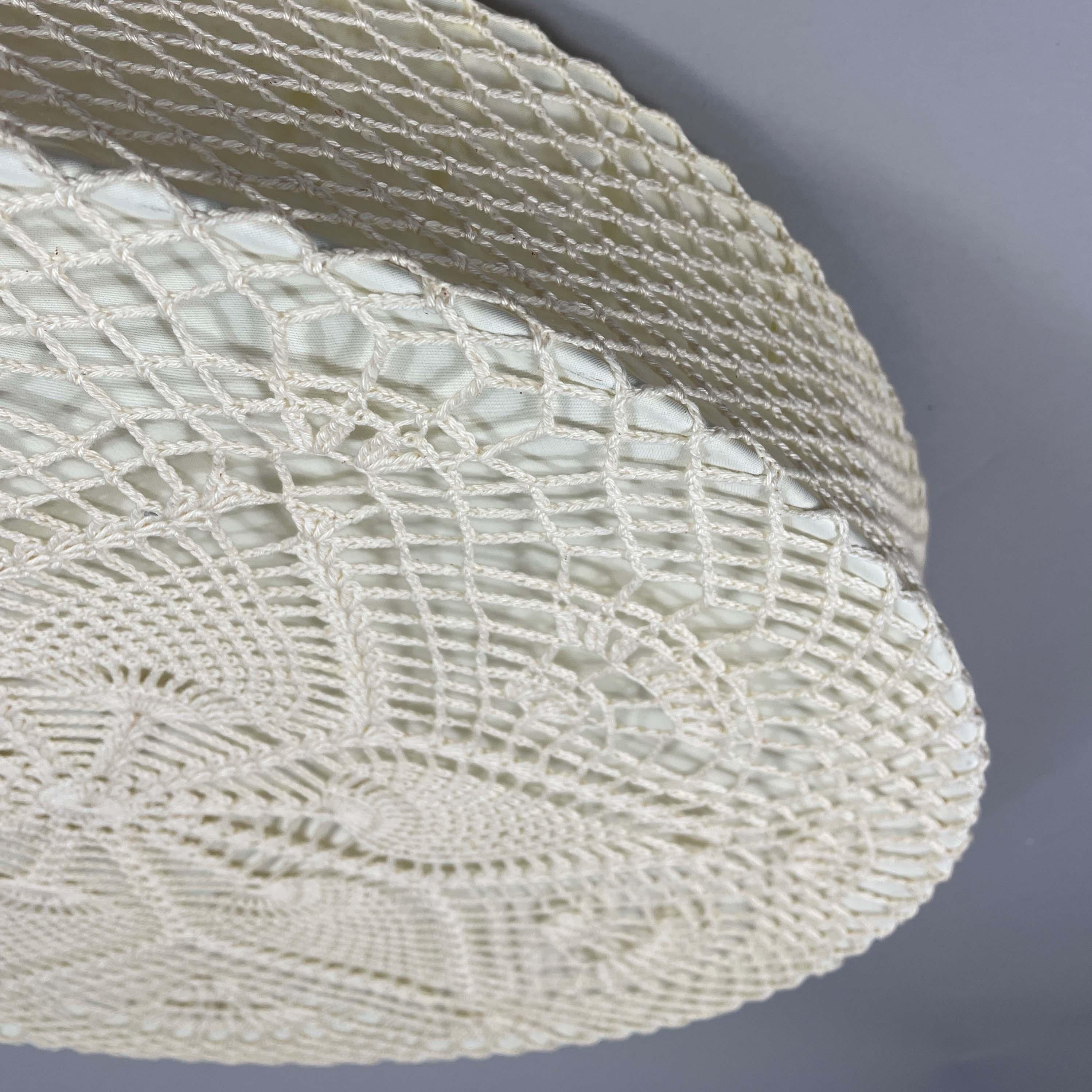 Coton Plafonnier en tissu Macrame crème encastré, Suède, années 1960 à 1970 en vente