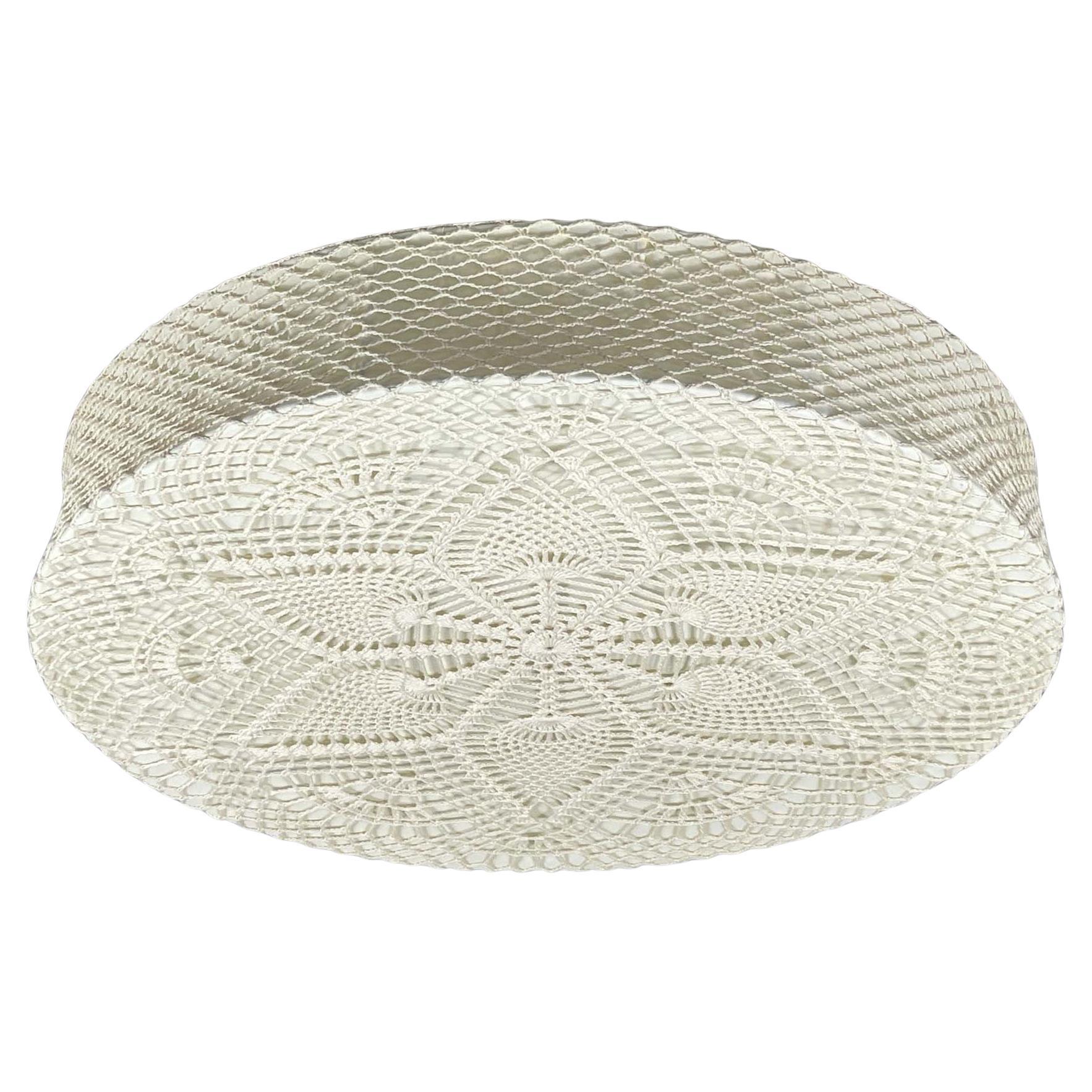 Plafonnier en tissu Macrame crème encastré, Suède, années 1960 à 1970 en vente