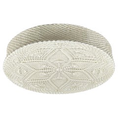 Lámpara de techo empotrada de tela de macramé y algodón crema, Suecia Década de 1960 a 1970