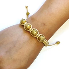 Macrame Flexible 18k Yellow Gold & Diamond Bracelet
