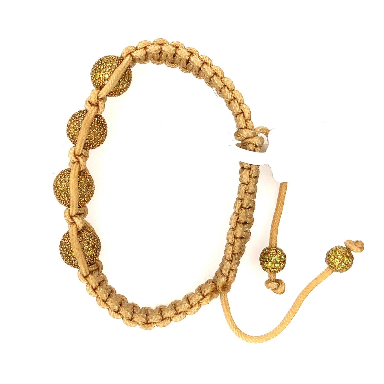 Macrame Bracelet souple en or jaune 18 carats et diamants Neuf - En vente à New York, NY