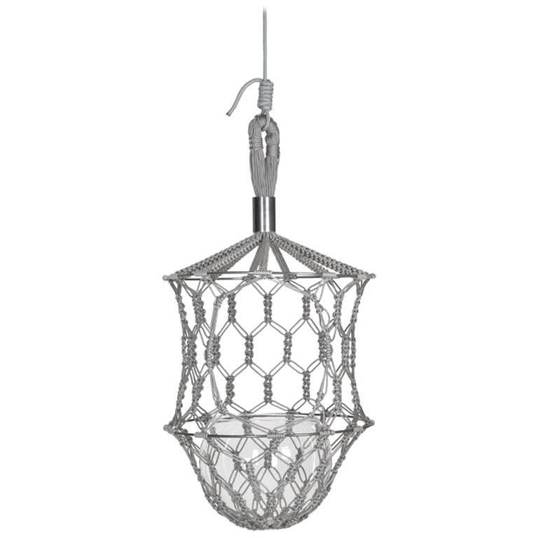 Macramé Lucille Flower Cocoon in Bold Grey For Sale