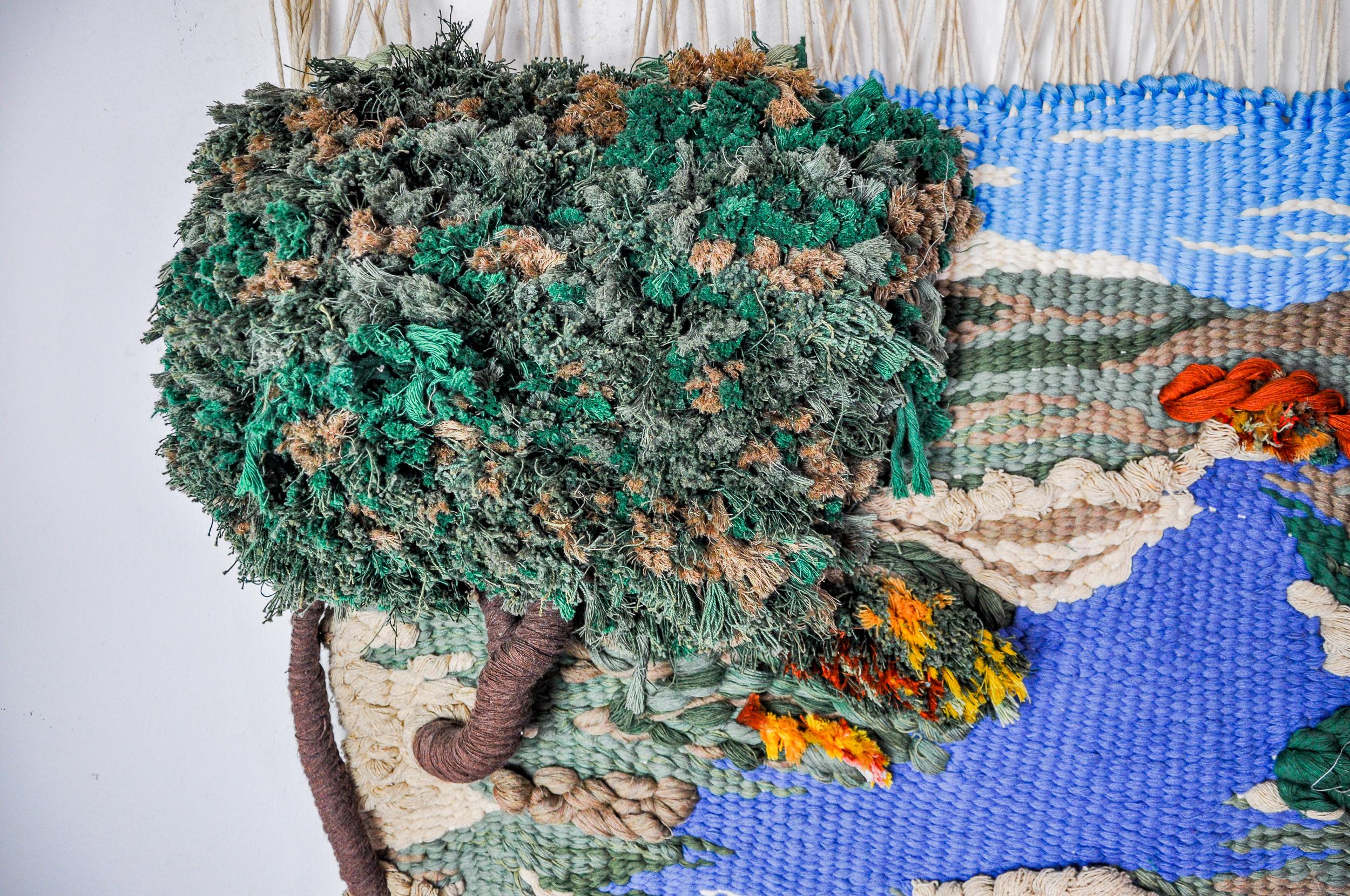 Macrame-Wandbehang mit Textur, katalanische Landschaft, Spanien, 1970er Jahre im Angebot 3