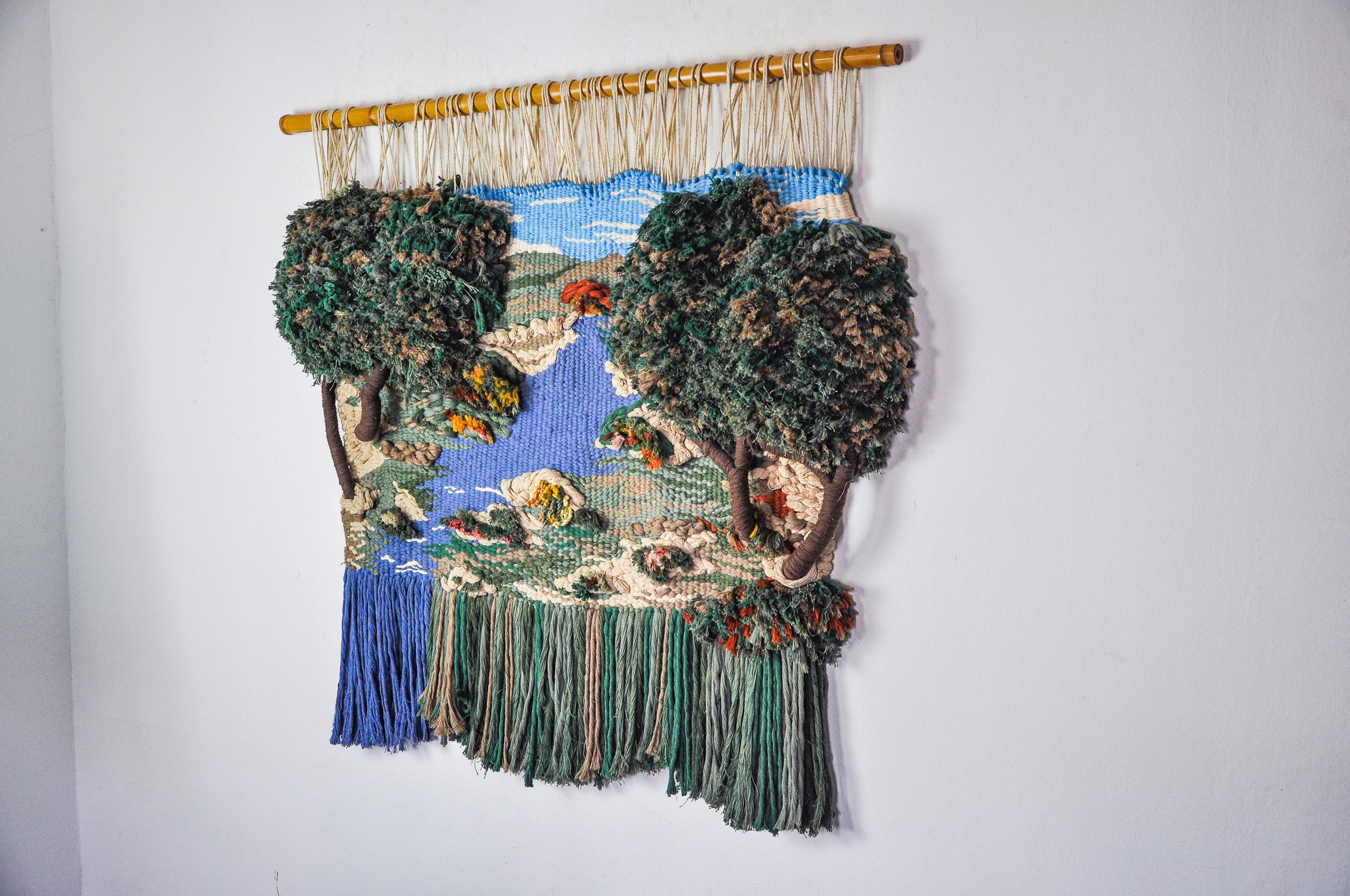 Macrame-Wandbehang mit Textur, katalanische Landschaft, Spanien, 1970er Jahre (Spanisch) im Angebot