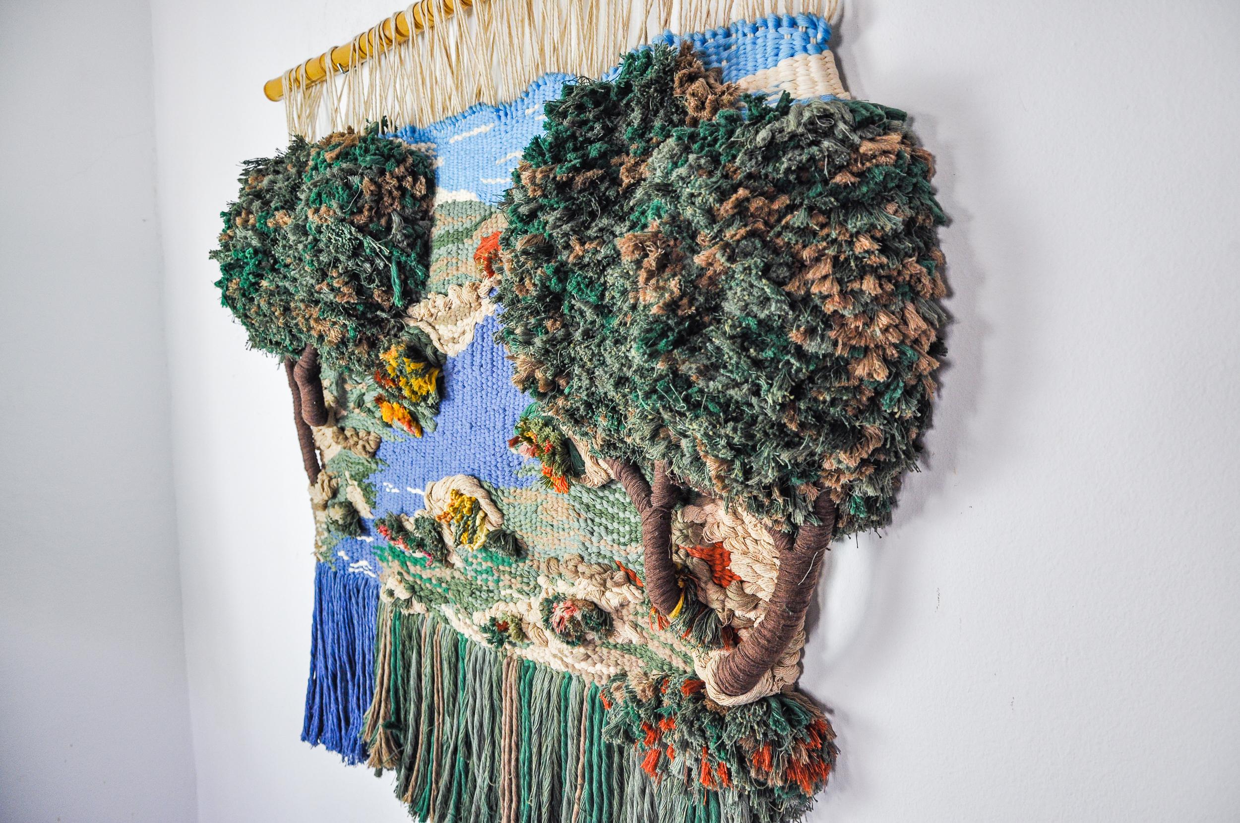 Macrame-Wandbehang mit Textur, katalanische Landschaft, Spanien, 1970er Jahre im Zustand „Gut“ im Angebot in BARCELONA, ES
