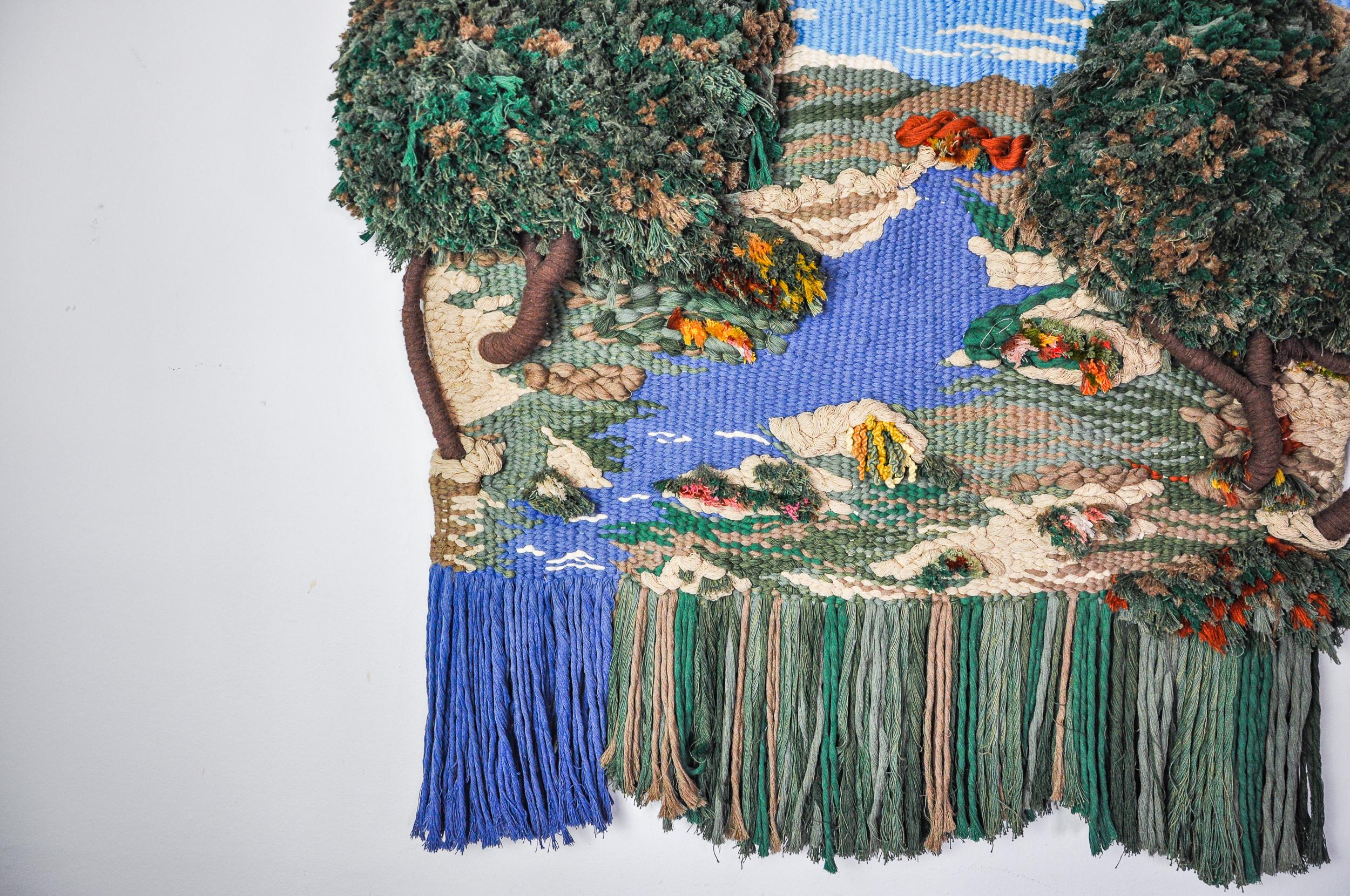 Macrame-Wandbehang mit Textur, katalanische Landschaft, Spanien, 1970er Jahre (Ende des 20. Jahrhunderts) im Angebot