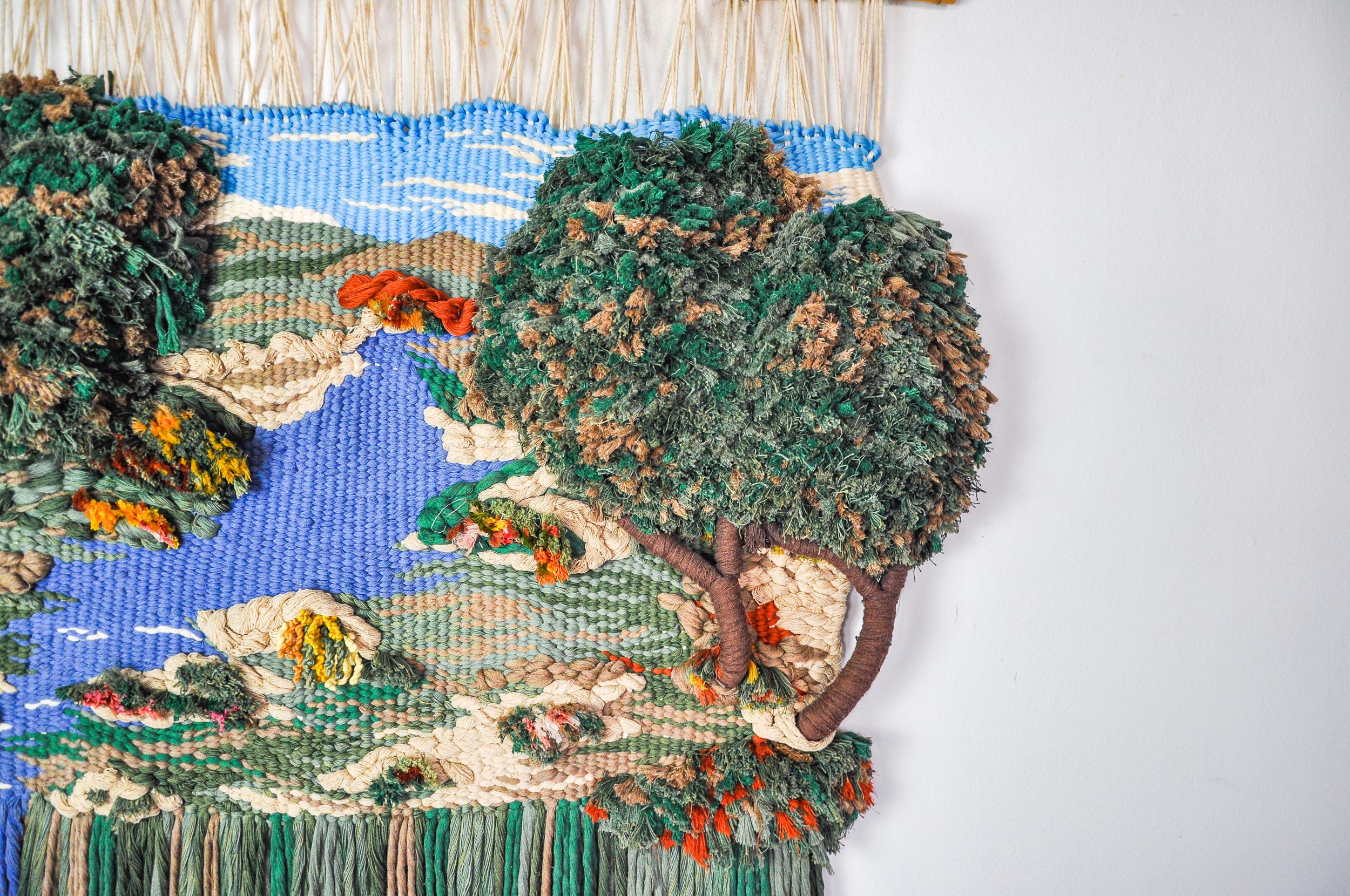 Macrame-Wandbehang mit Textur, katalanische Landschaft, Spanien, 1970er Jahre im Angebot 1