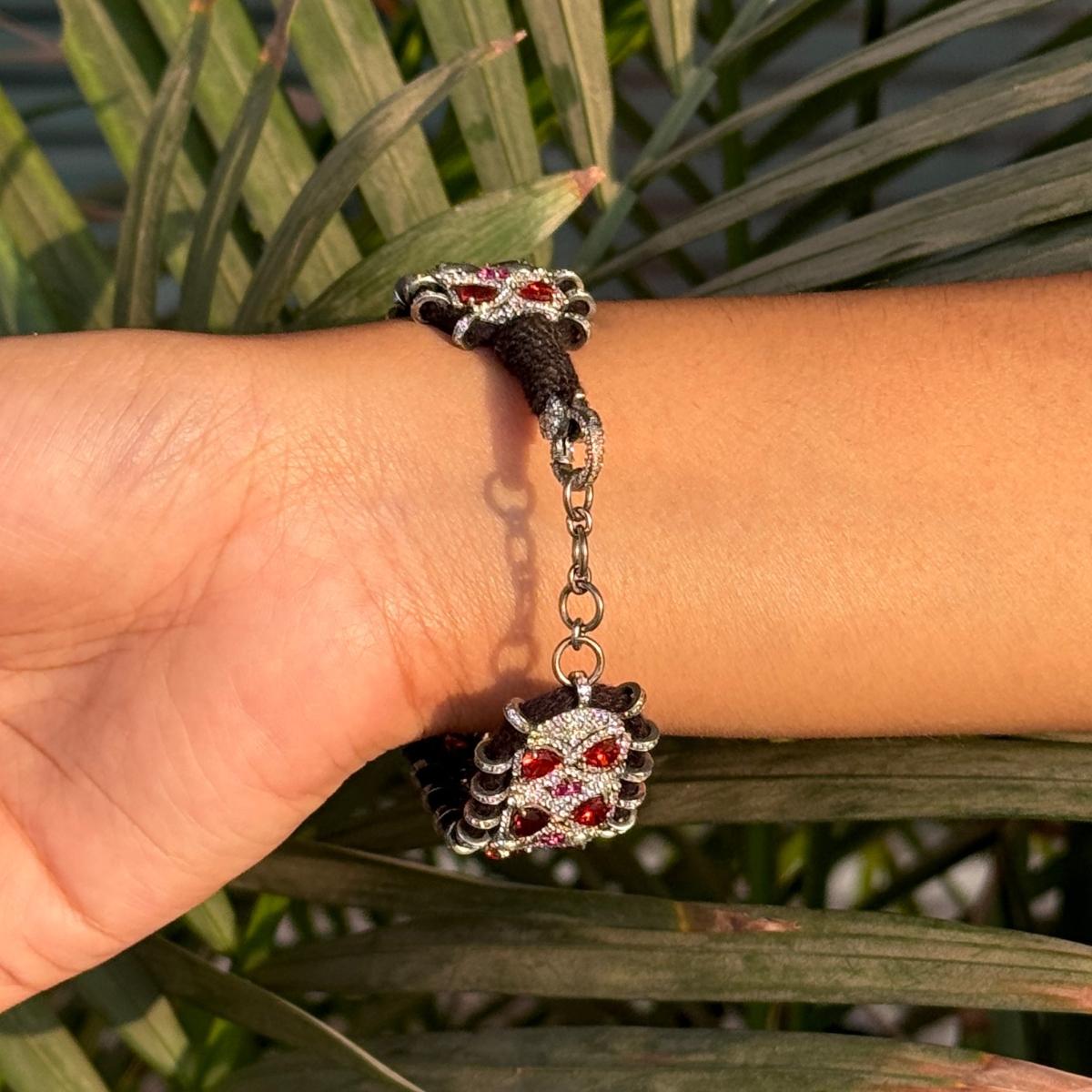Mixed Cut Antique Style Macrame Thread Bracelet in 925 Sterling Silver Handmade Jewelry For Sale