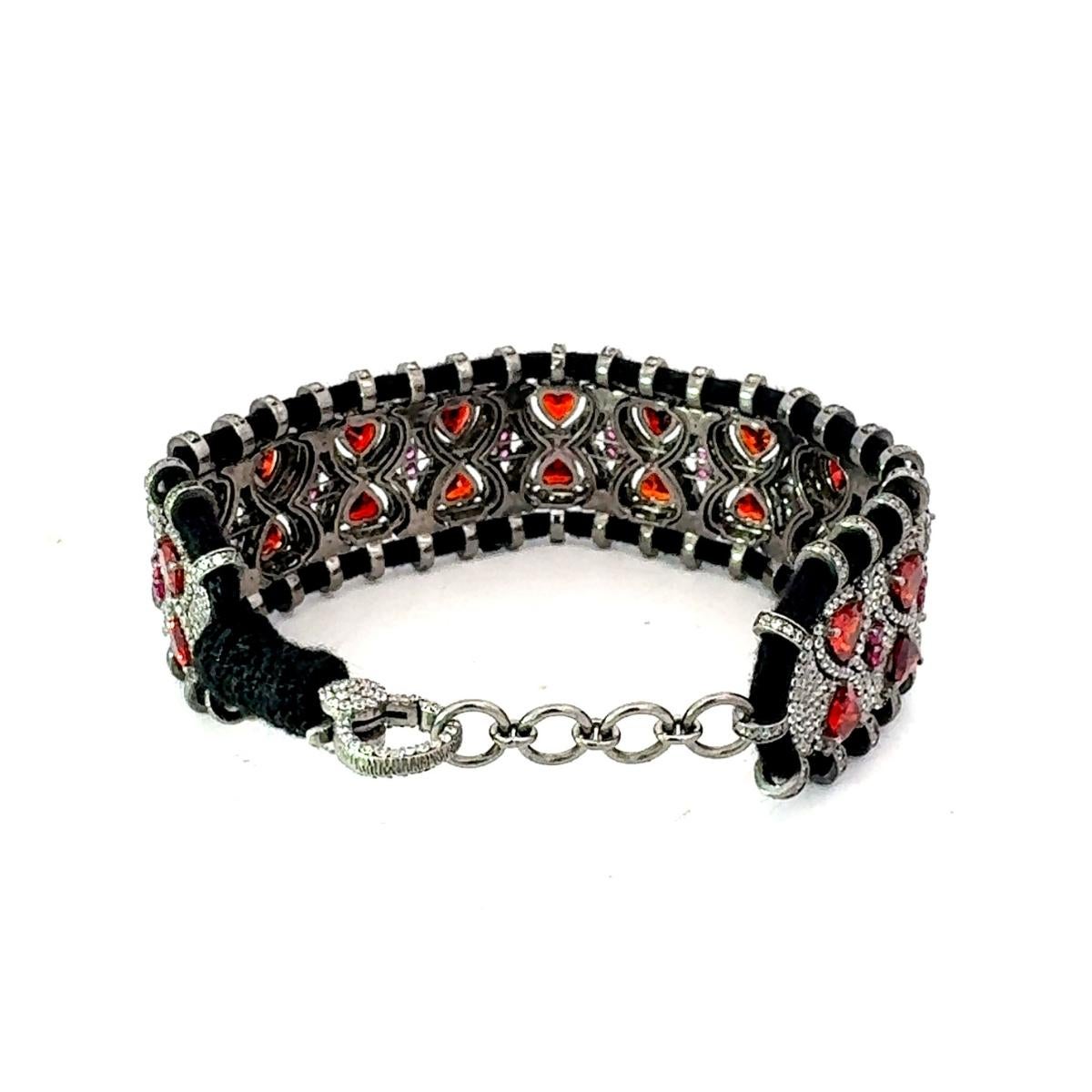 Antique Style Macrame Thread Bracelet in 925 Sterling Silver Handmade Jewelry For Sale 2