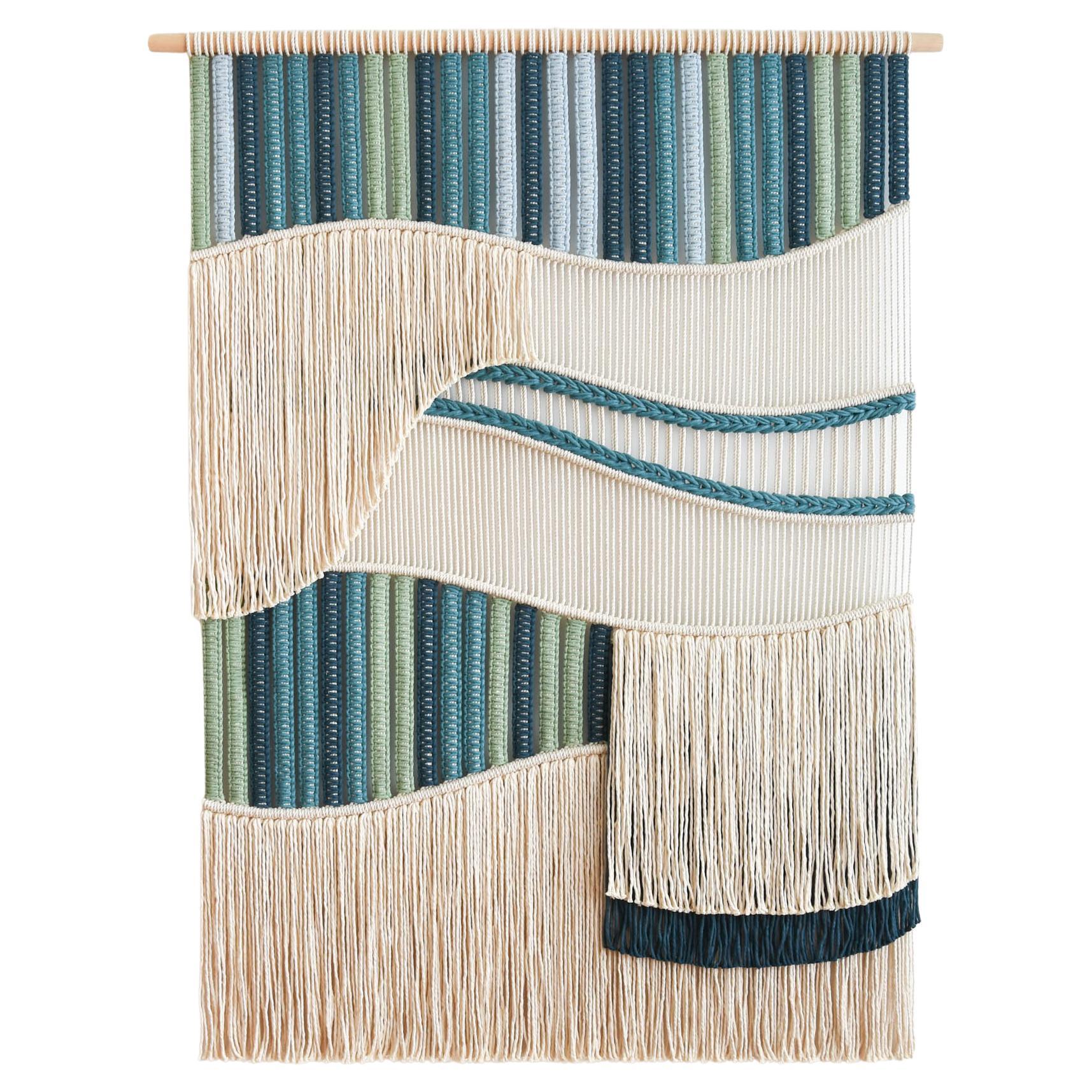 Macrame Wall Hanging, Fiber Art Tapestry, FLOW - ocean by TAMAR SAMPLONIUS