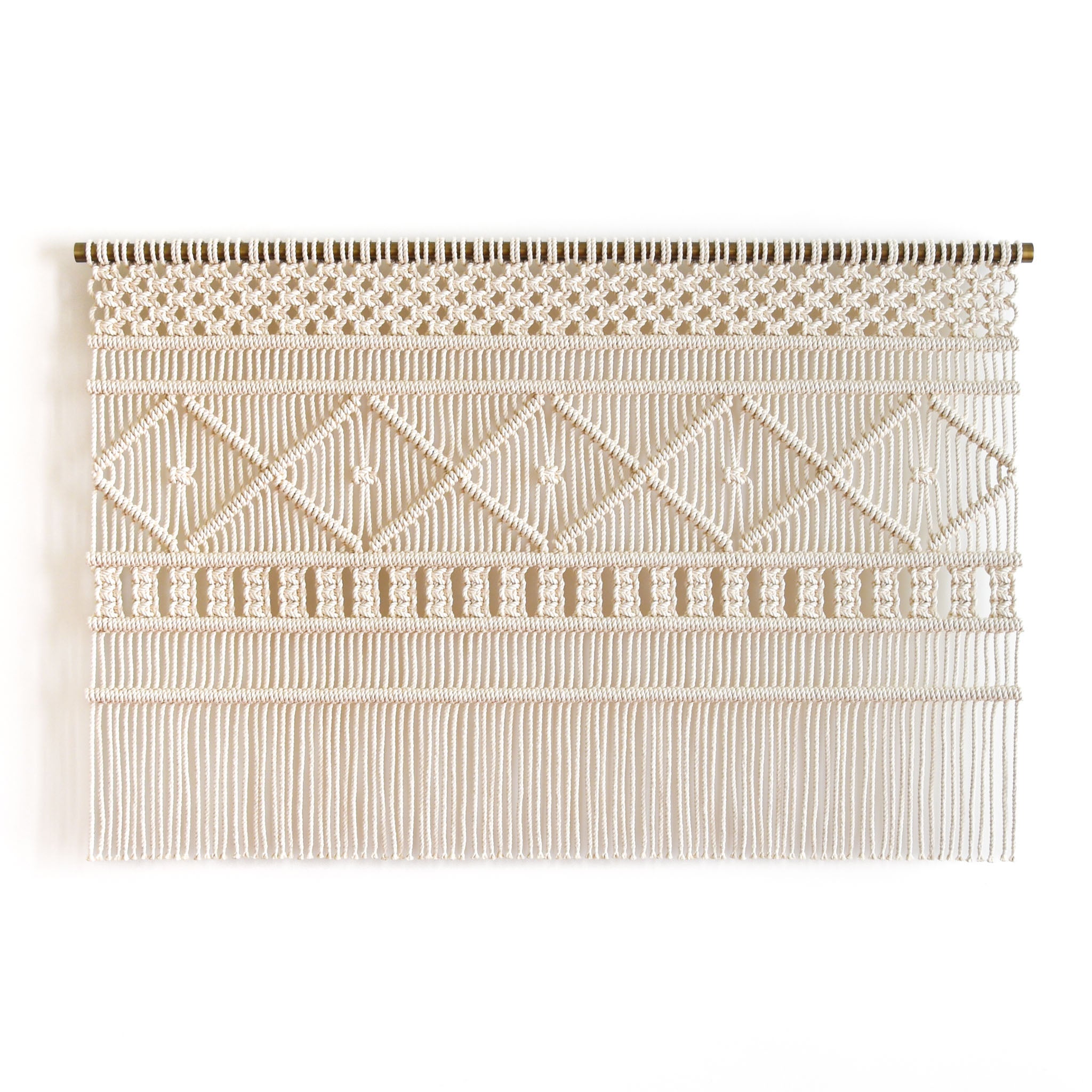 Macrame Wall Hanging, Geometric Fiber Art Tapestry, ADAMAS by TAMAR SAMPLONIUS