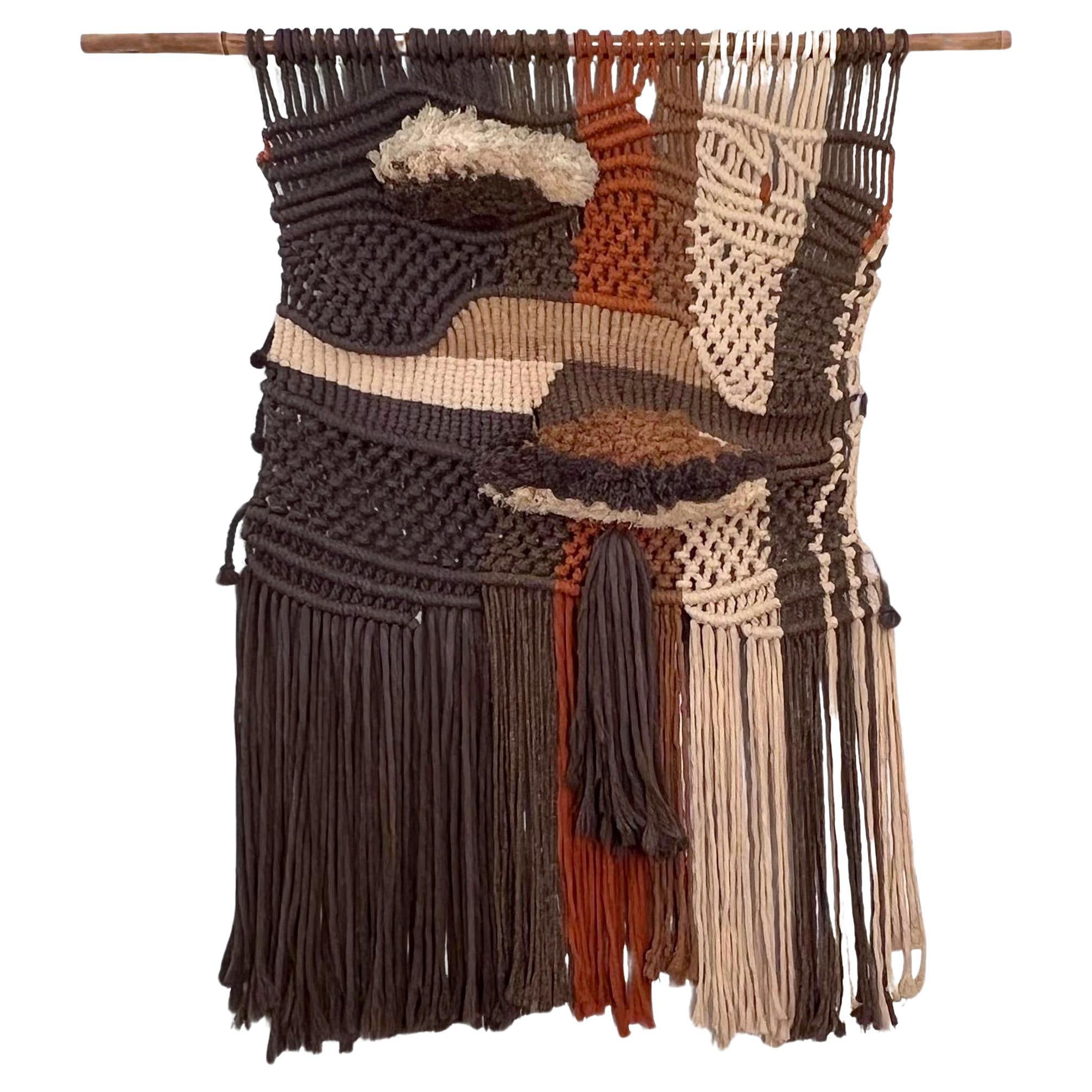 Macramé wall tapestry, Spain, circa 1970 For Sale