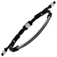 Windsor Baton Macrame-Armband in Schwarz mit schwarzem Diamanten -  M-L 17cm