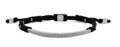 Windsor Baton Macrame Bracelet In Black With White Diamond - XS-S (15-16cm)