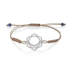 Macrame Yoga Bracelet Svadhisthana Sacral Sex Chakra 14Kt White Gold Brown Cord