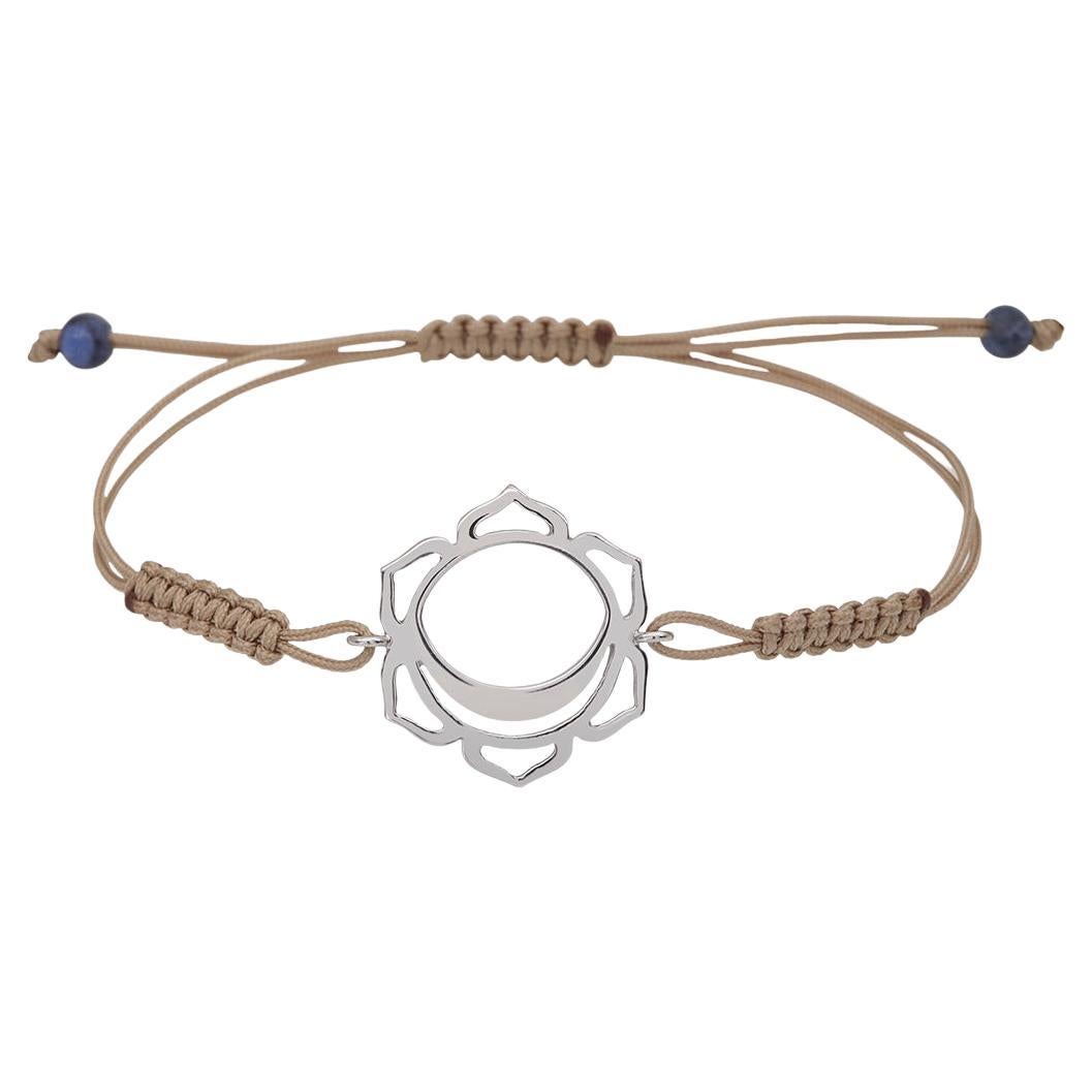 Macrame Yoga Bracelet Svadhisthana Sacral Sex Chakra 14Kt White Gold Brown Cord