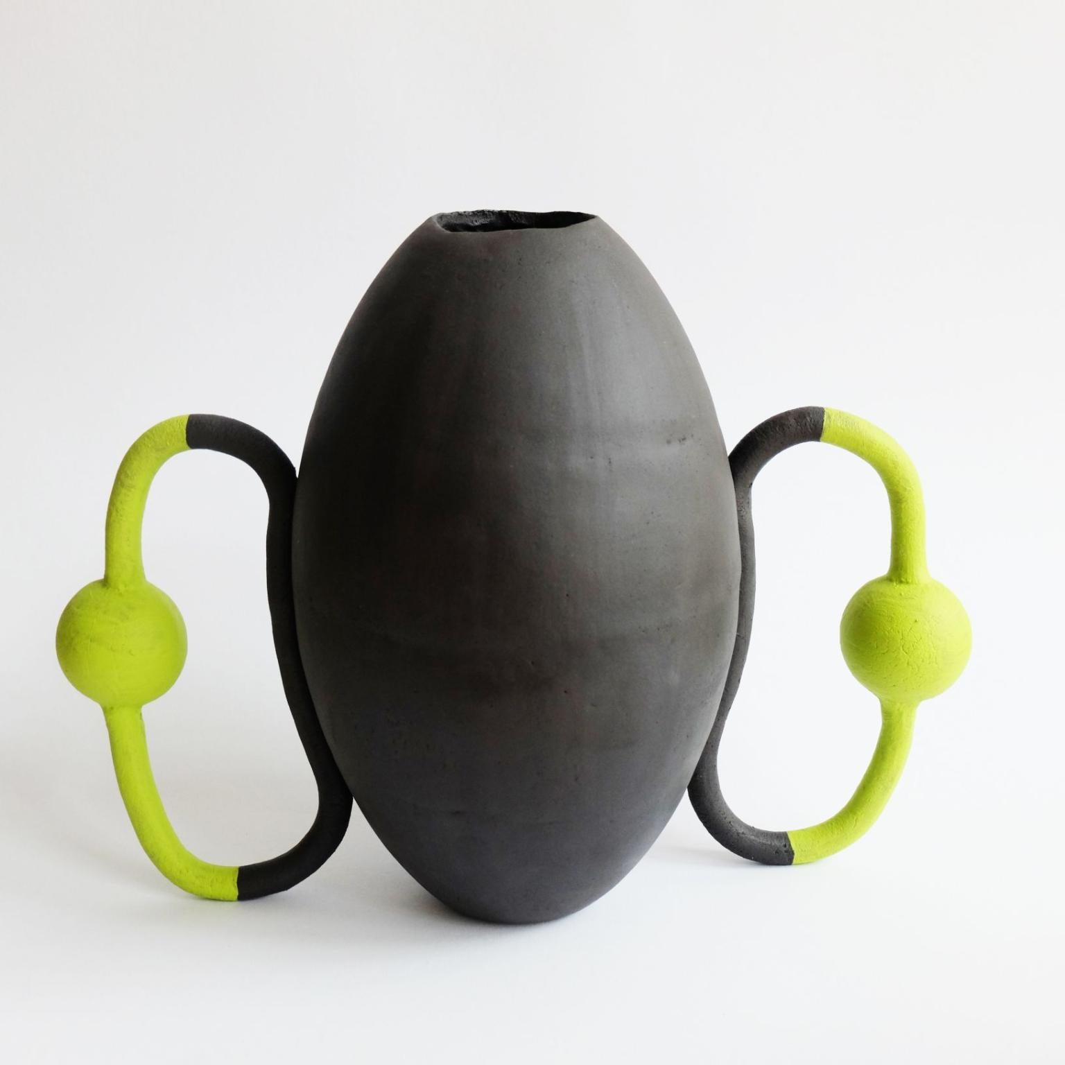 Macropha vessel by Ia Kutateladze
Dimensions: W 37 x H 28 cm
Materials: Raw Black Clay

“Playground For Salvation” was created entirely during quarantine, in my Berlin studio. The stillness of the lockdown enabled me to experiment and challenge