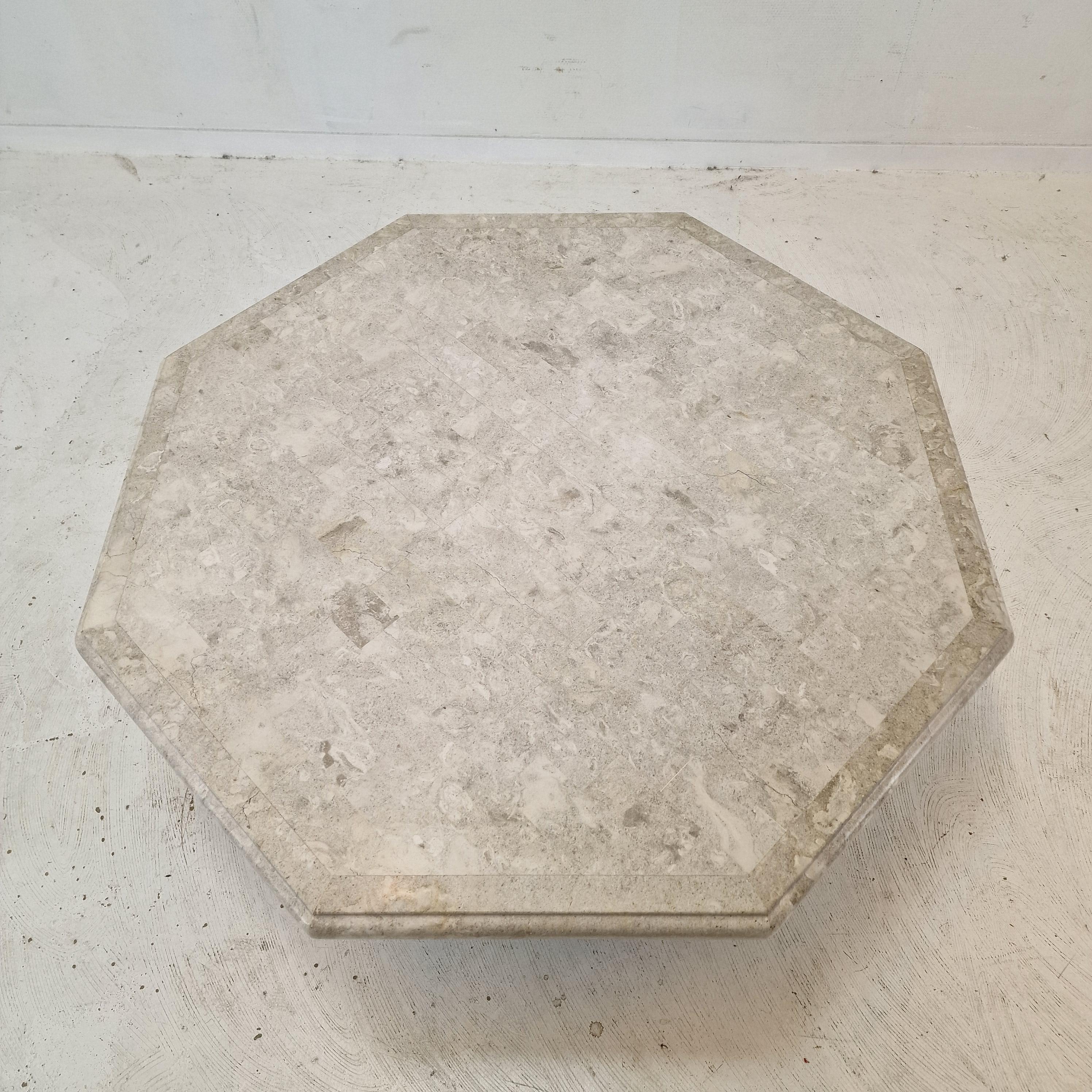 Mactan Octagon Stone or Fossil Stone Coffee Table, 1980s For Sale 3