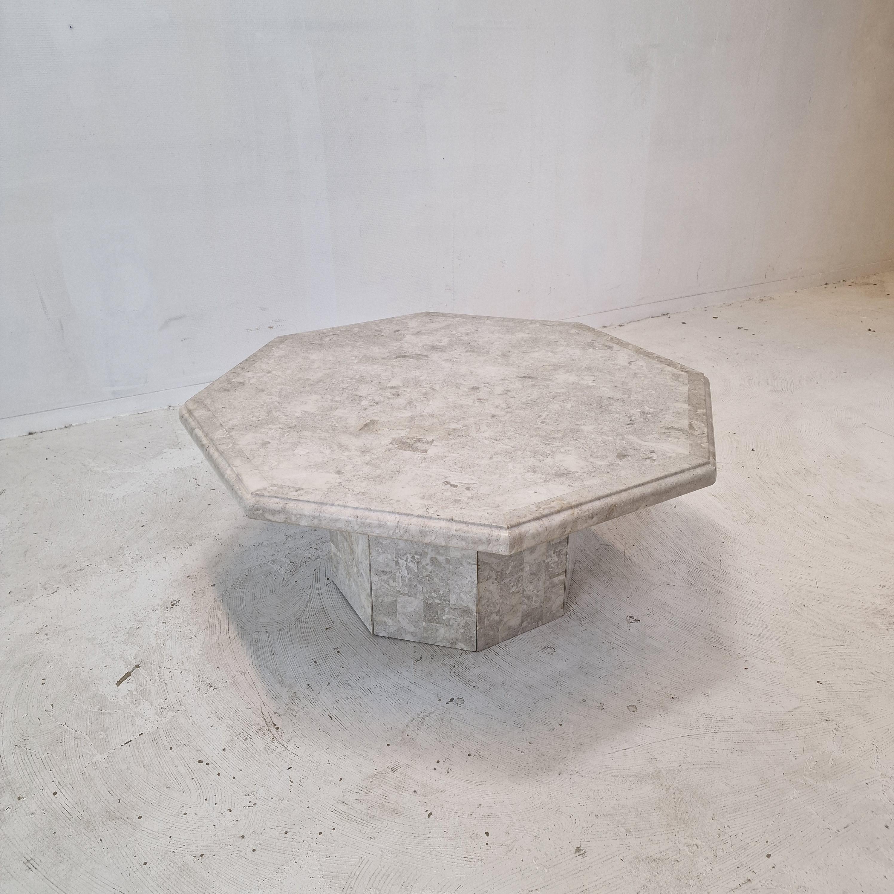 Mactan Octagon Stone or Fossil Stone Coffee Table, 1980s For Sale 4