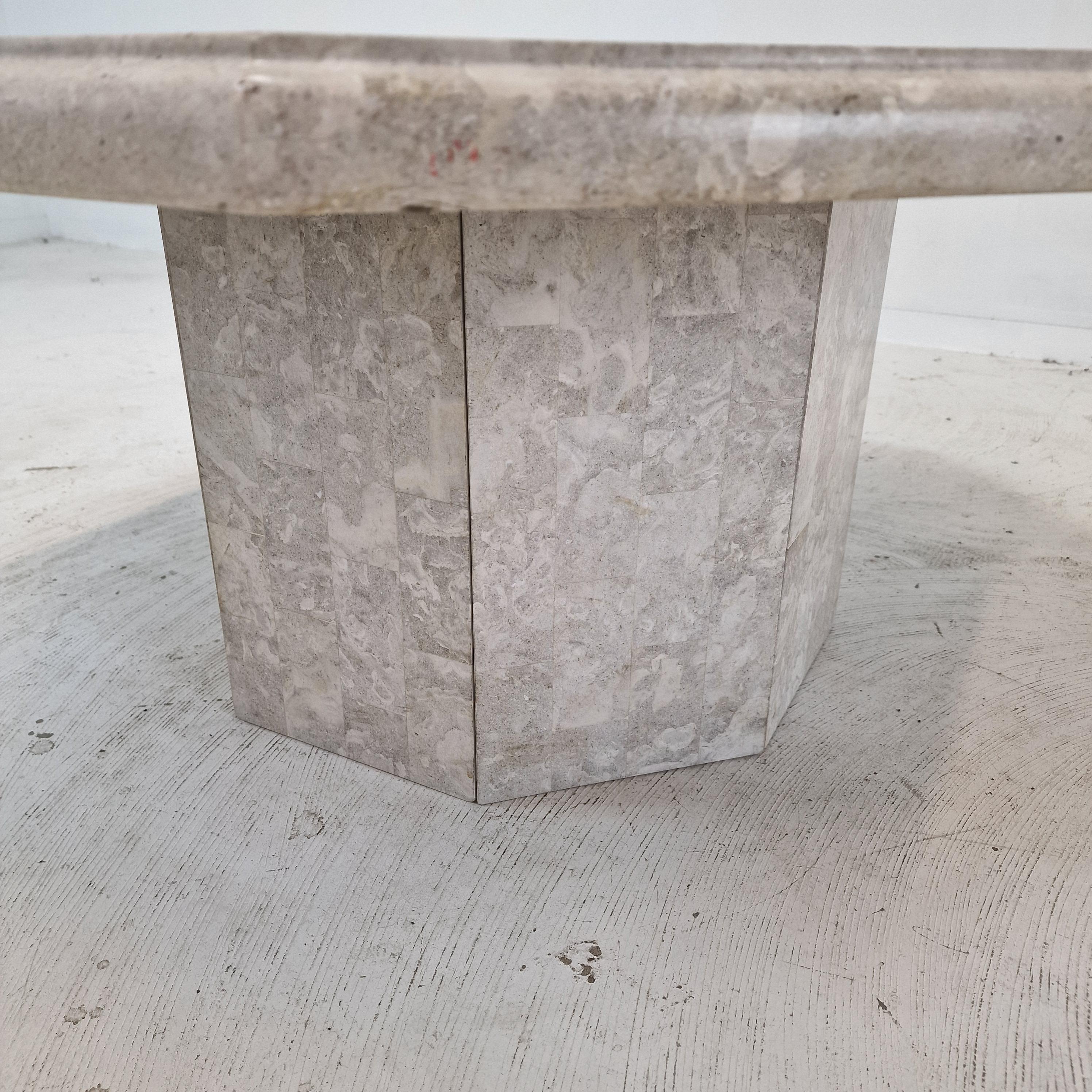 Mactan Octagon Stone or Fossil Stone Coffee Table, 1980s For Sale 6