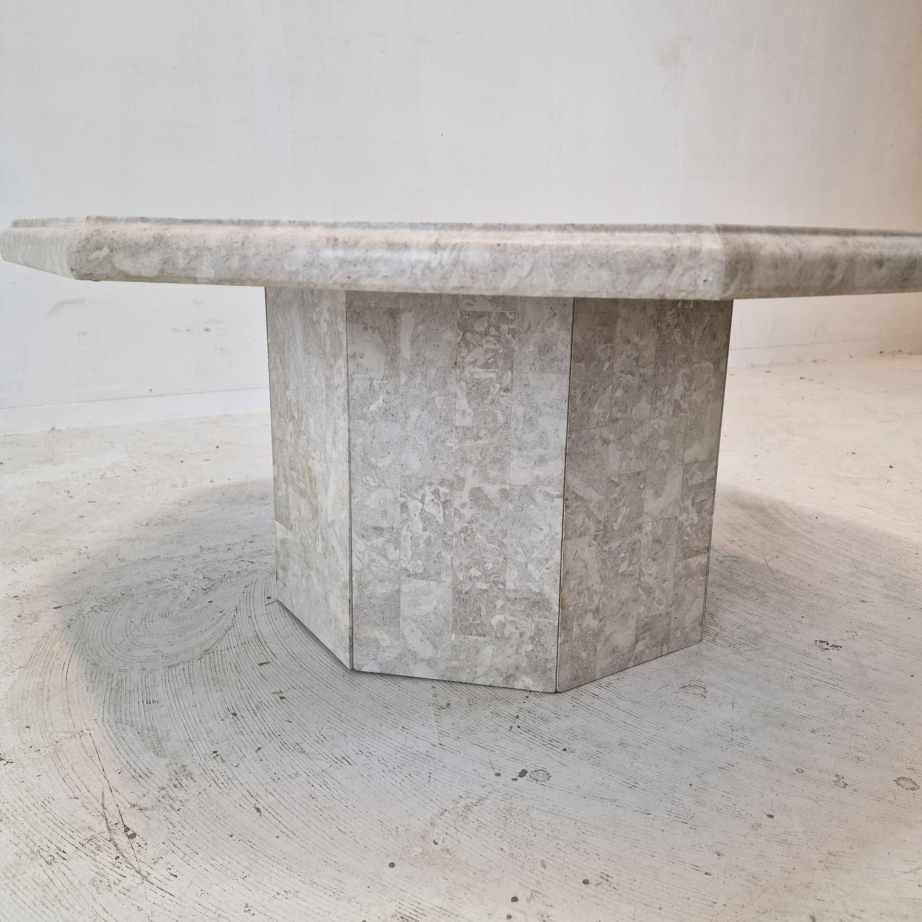 Mactan Octagon Stone or Fossil Stone Coffee Table, 1980s For Sale 7