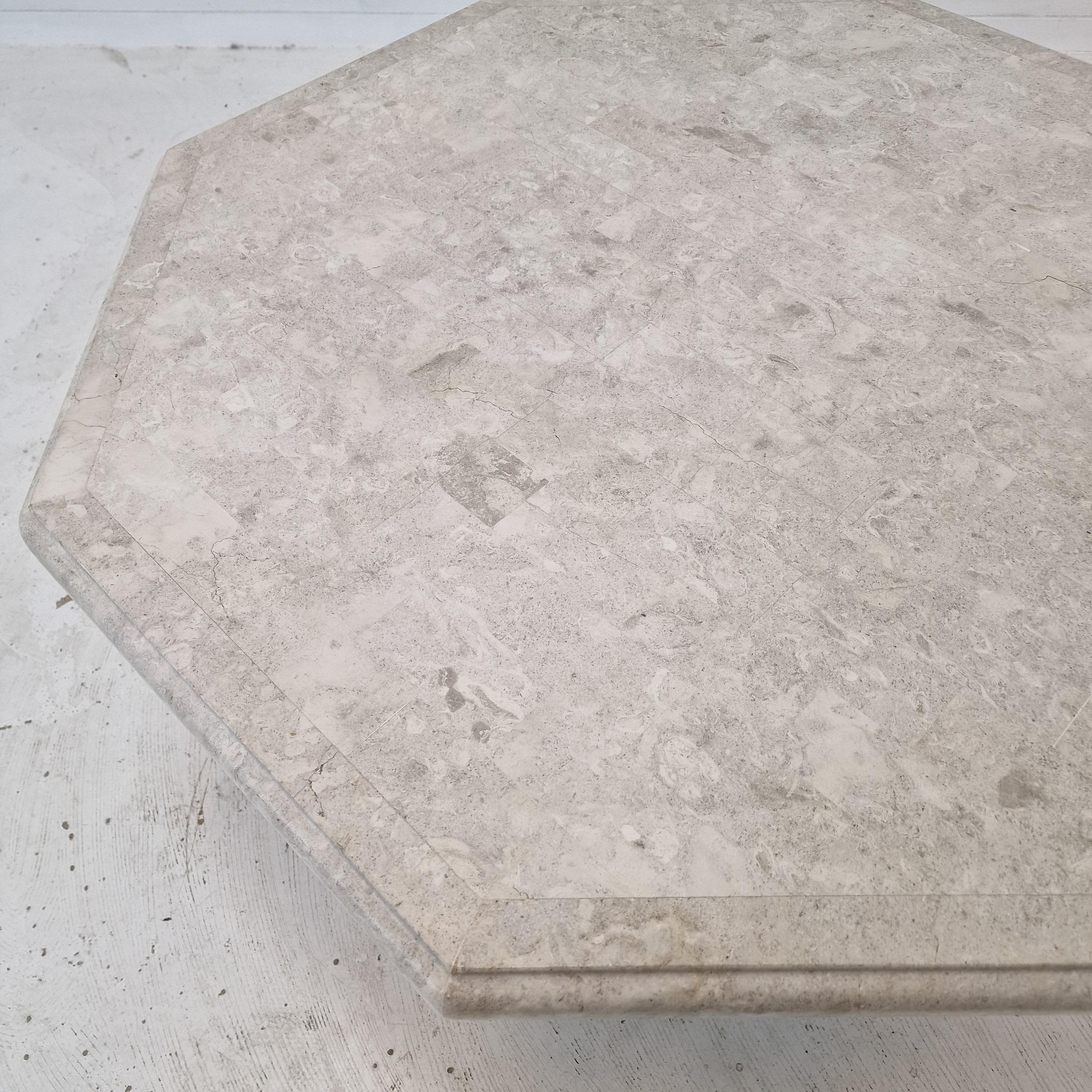 Mactan Octagon Stone or Fossil Stone Coffee Table, 1980s For Sale 9