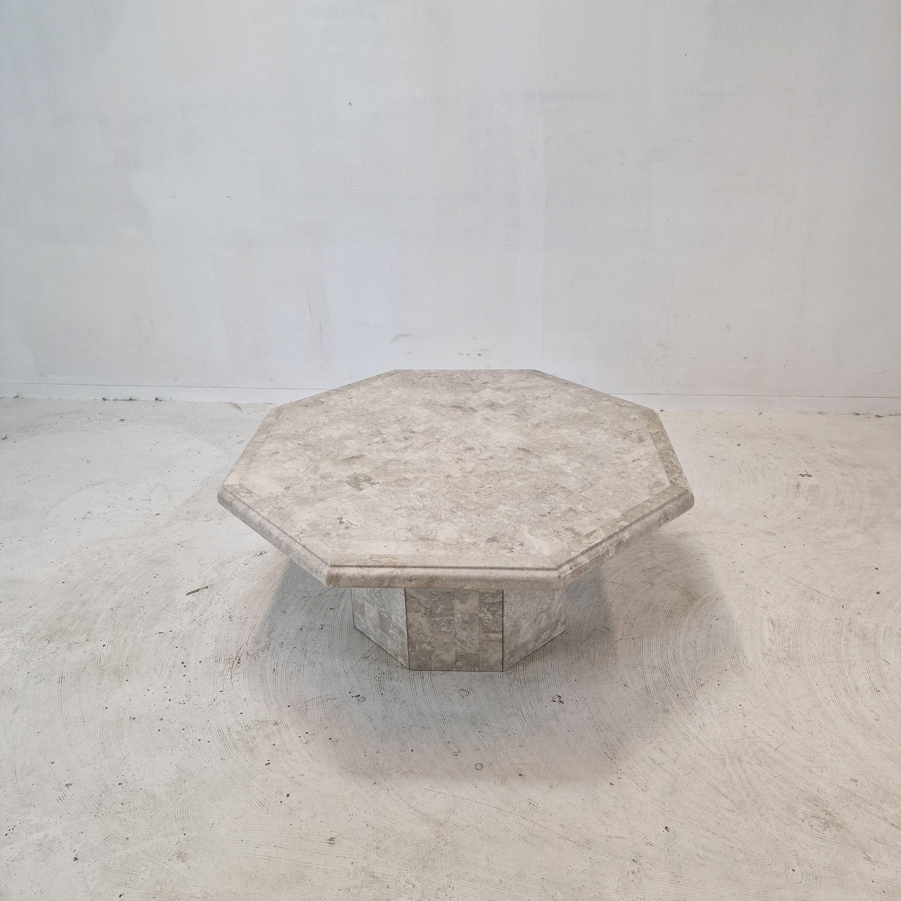 Hand-Crafted Mactan Octagon Stone or Fossil Stone Coffee Table, 1980s For Sale