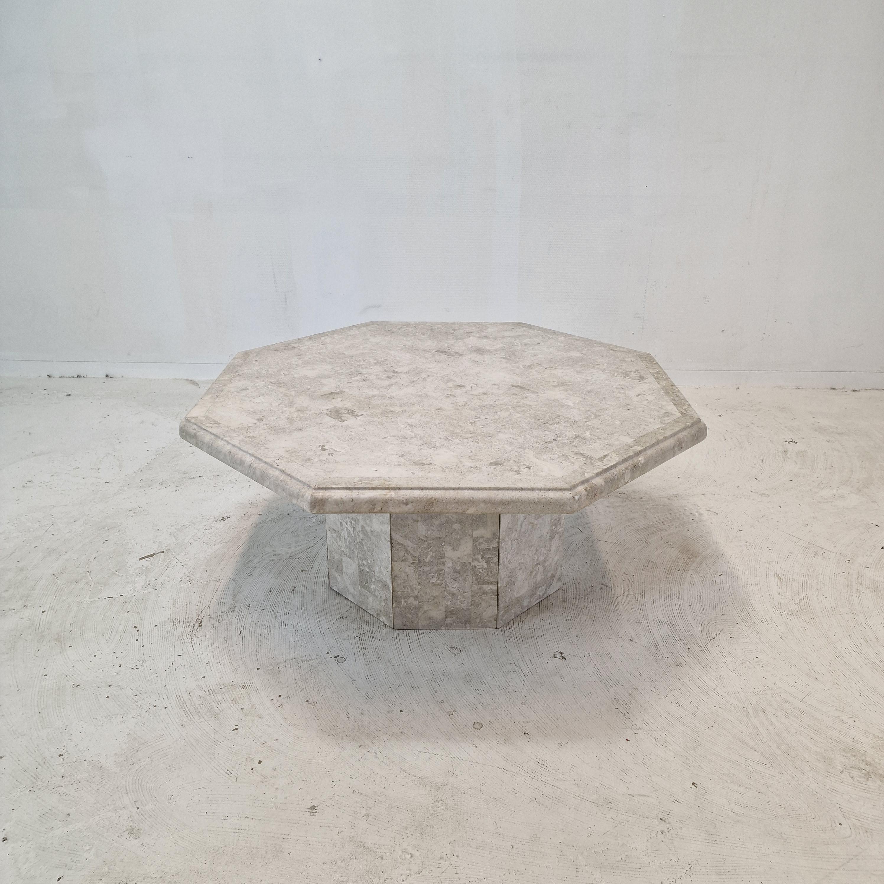 Mactan Octagon Stone or Fossil Stone Coffee Table, 1980s For Sale 1