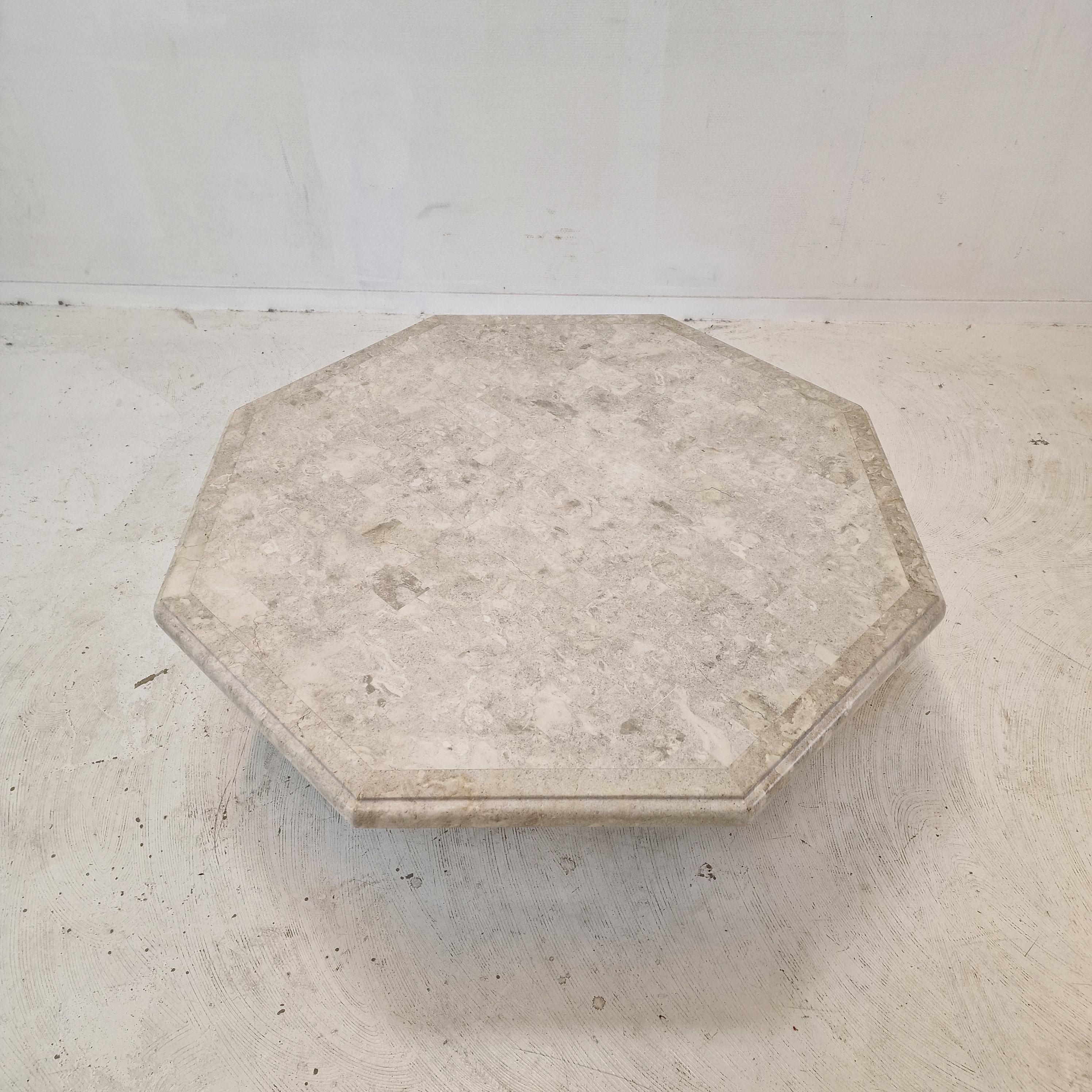 Mactan Octagon Stone or Fossil Stone Coffee Table, 1980s For Sale 2