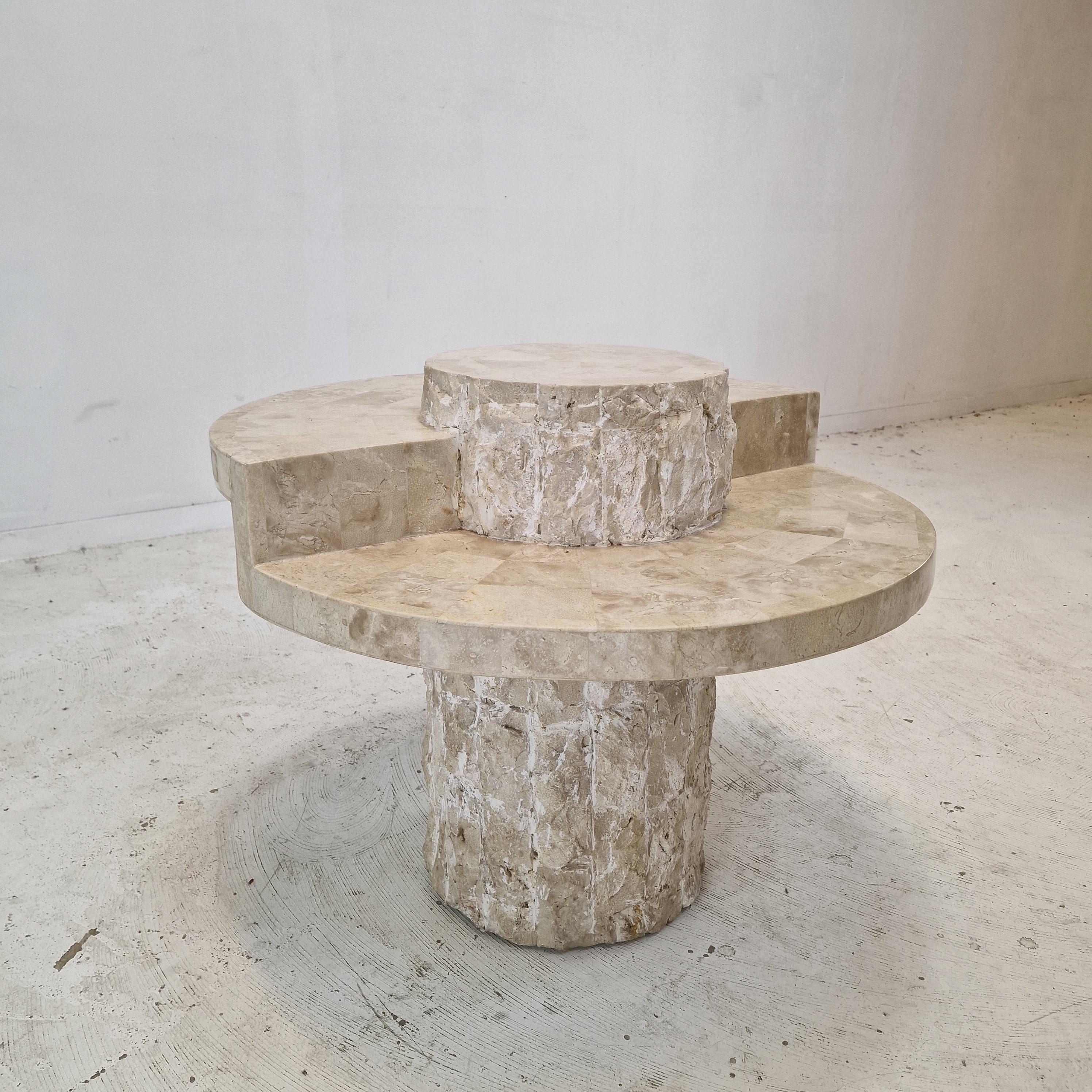Mid-Century Modern Mactan or Fossil Stone Coffee Table by Magnussen Ponte, 1980s For Sale