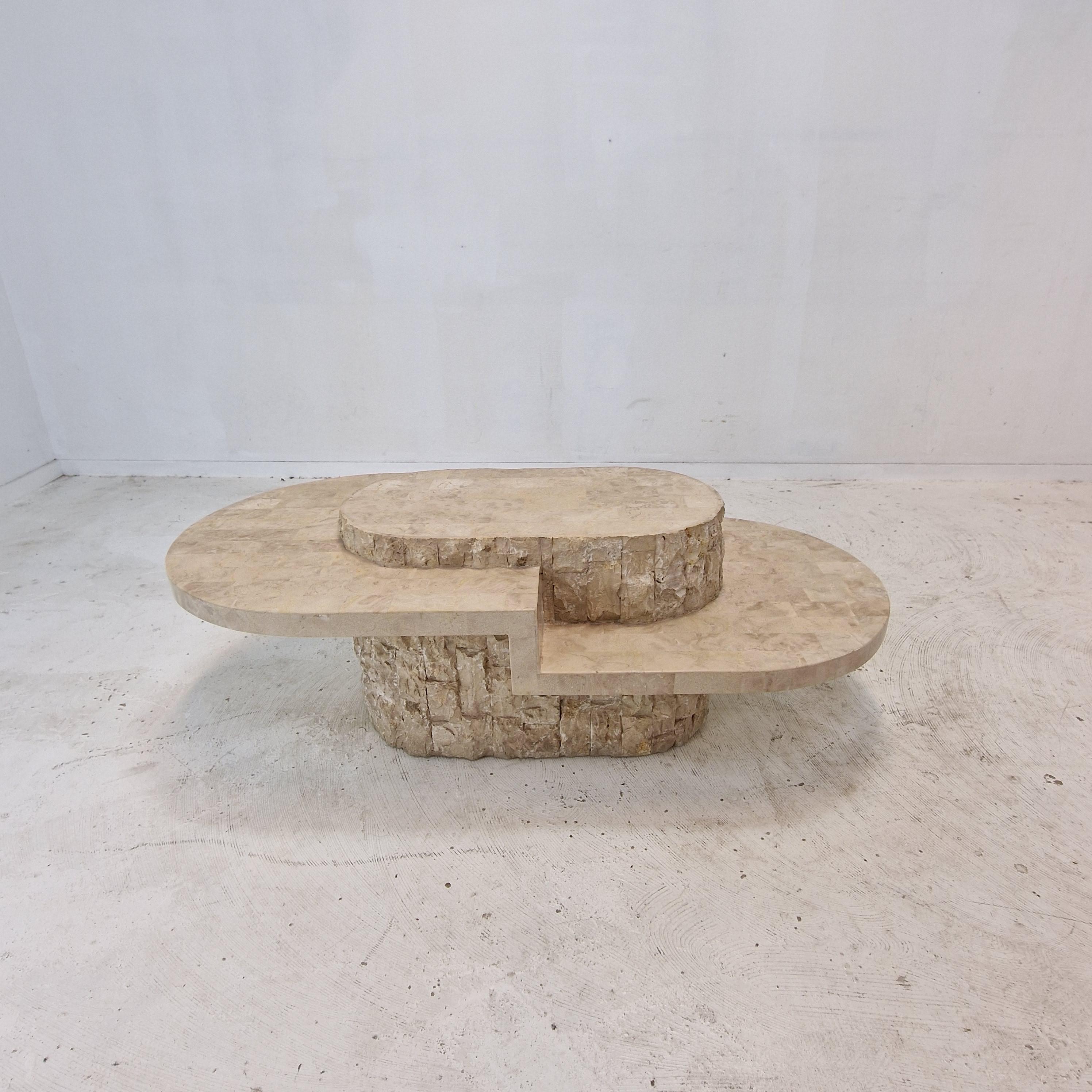 Mid-Century Modern Mactan or Fossil Stone Coffee Table by Magnussen Ponte, 1980s