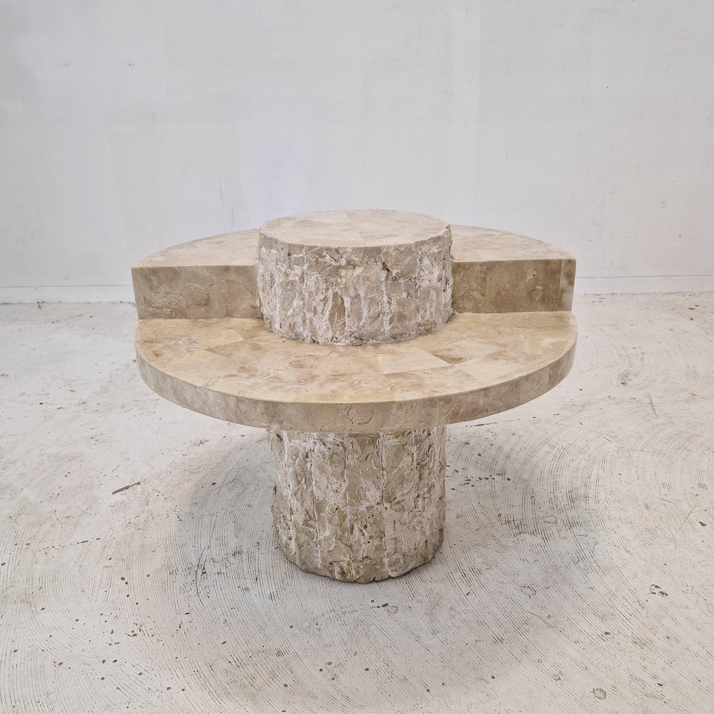 Hand-Crafted Mactan or Fossil Stone Coffee Table by Magnussen Ponte, 1980s For Sale