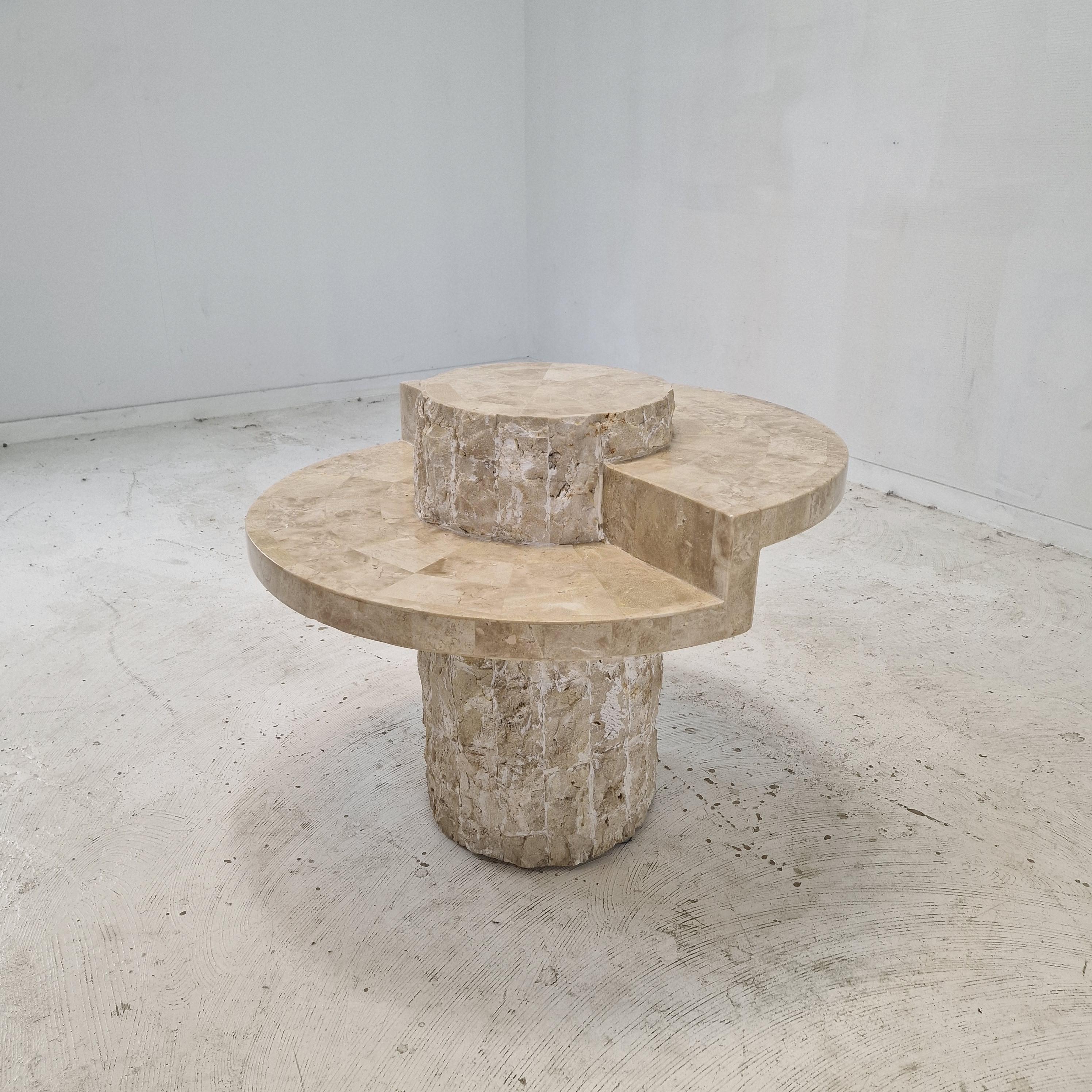 Late 20th Century Mactan or Fossil Stone Coffee Table by Magnussen Ponte, 1980s For Sale