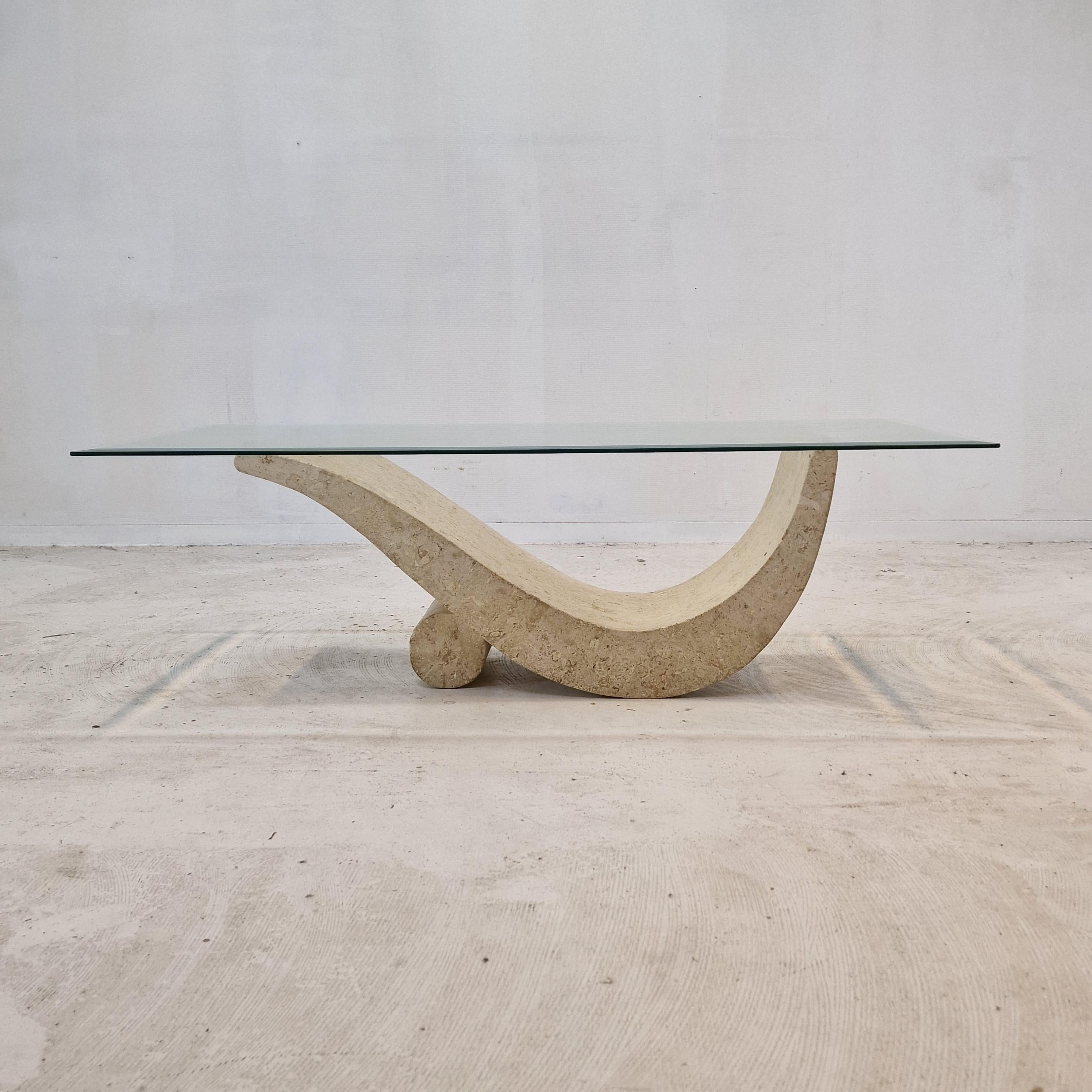 Post-Modern Mactan Stone Coffee or Fossil Stone Table, 1990s