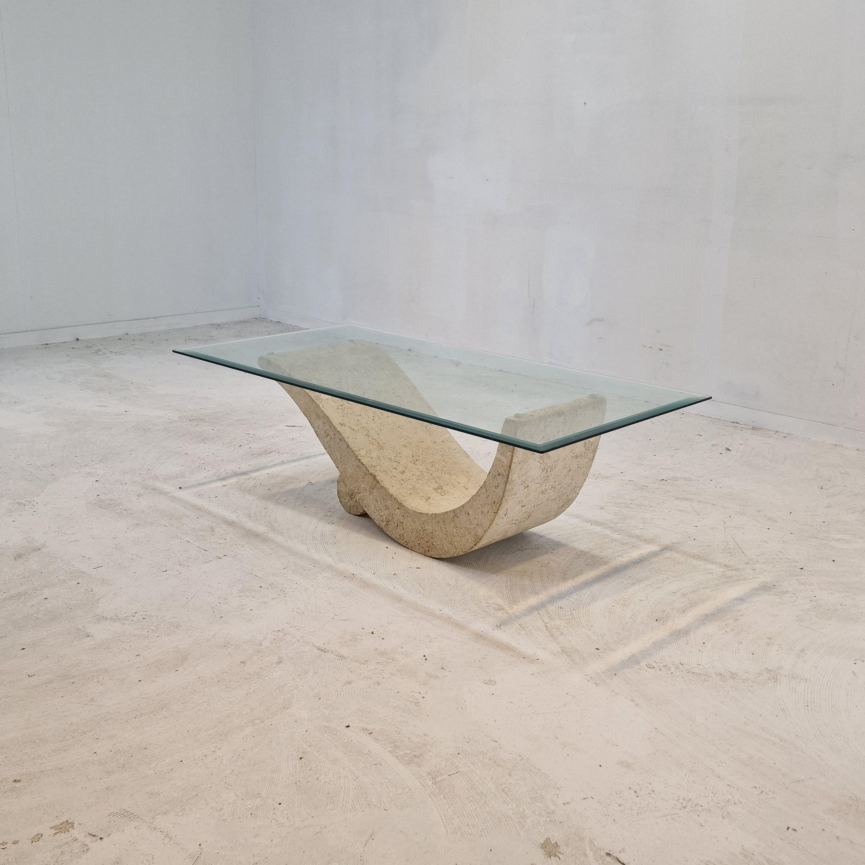Hand-Crafted Mactan Stone Coffee or Fossil Stone Table, 1990s