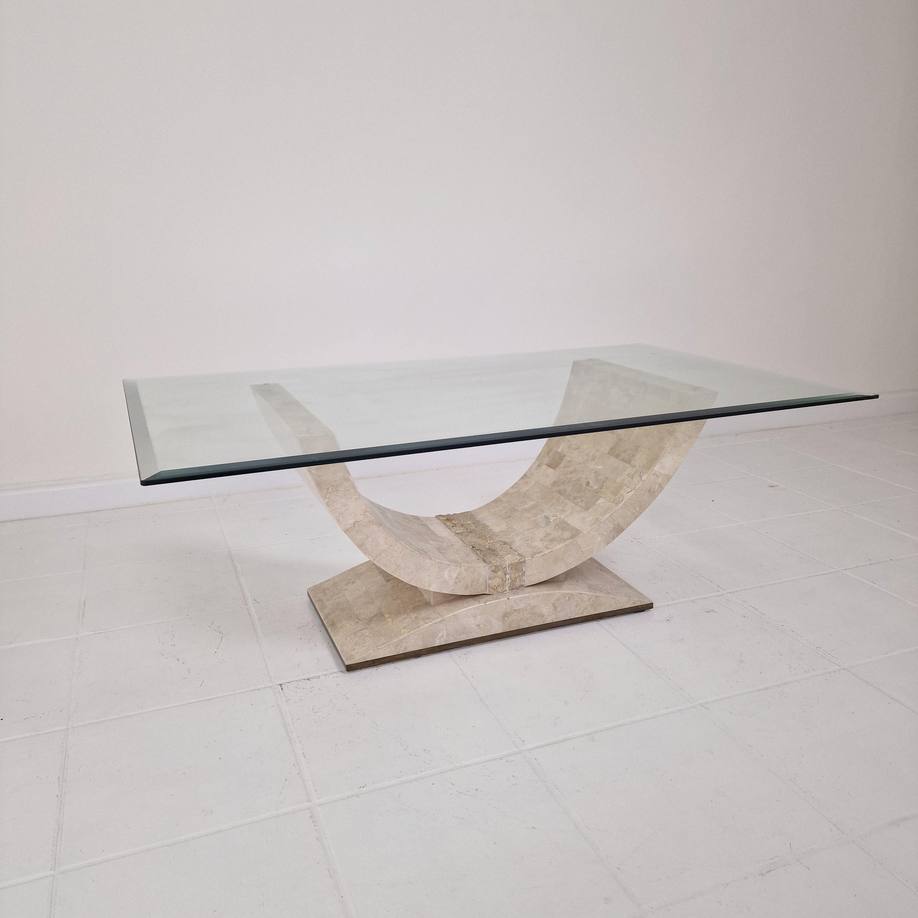 Italian Mactan Stone Coffee or Fossil Stone Table, Italy 1990s