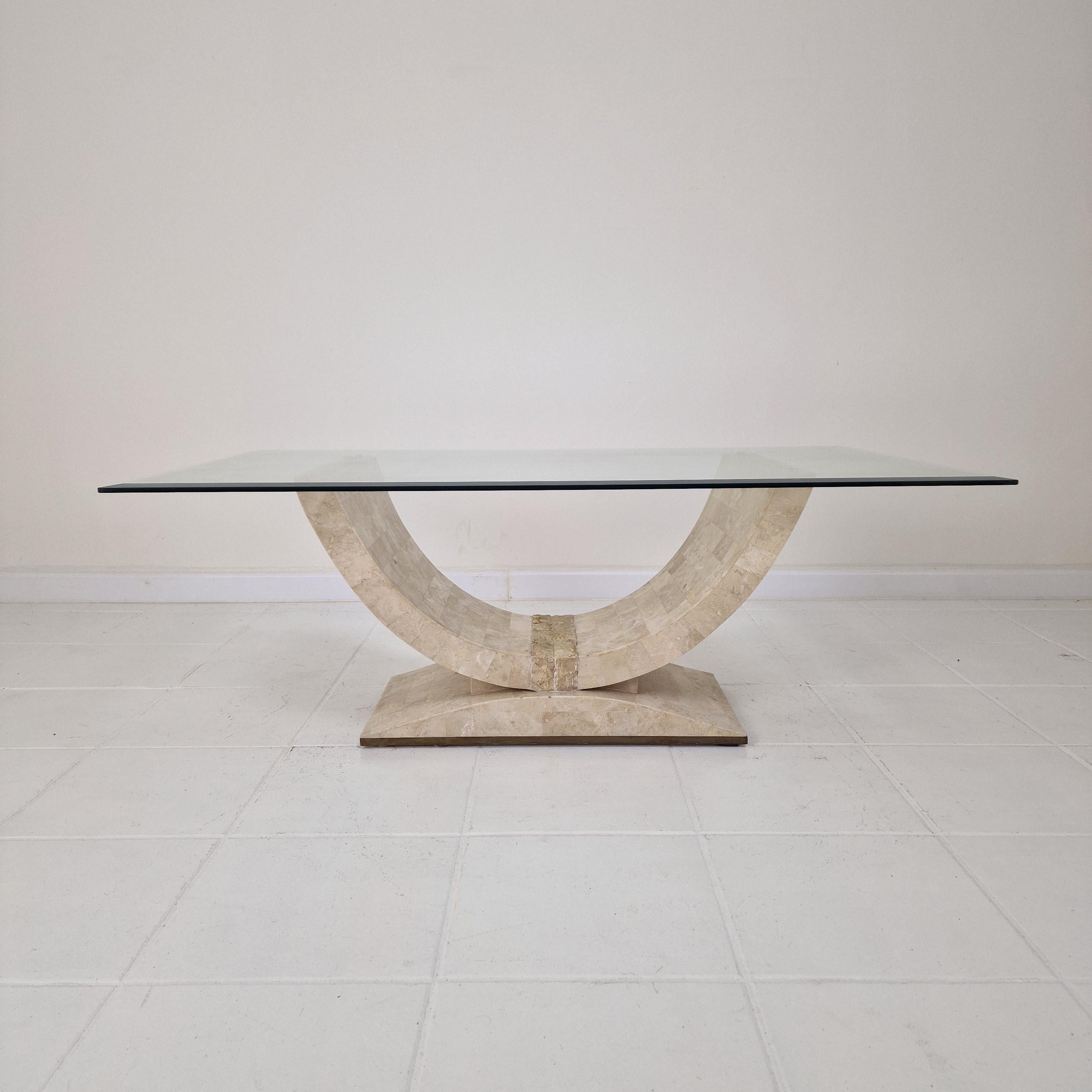 Mactan Stone Coffee or Fossil Stone Table, Italy 1990s In Good Condition In Oud Beijerland, NL