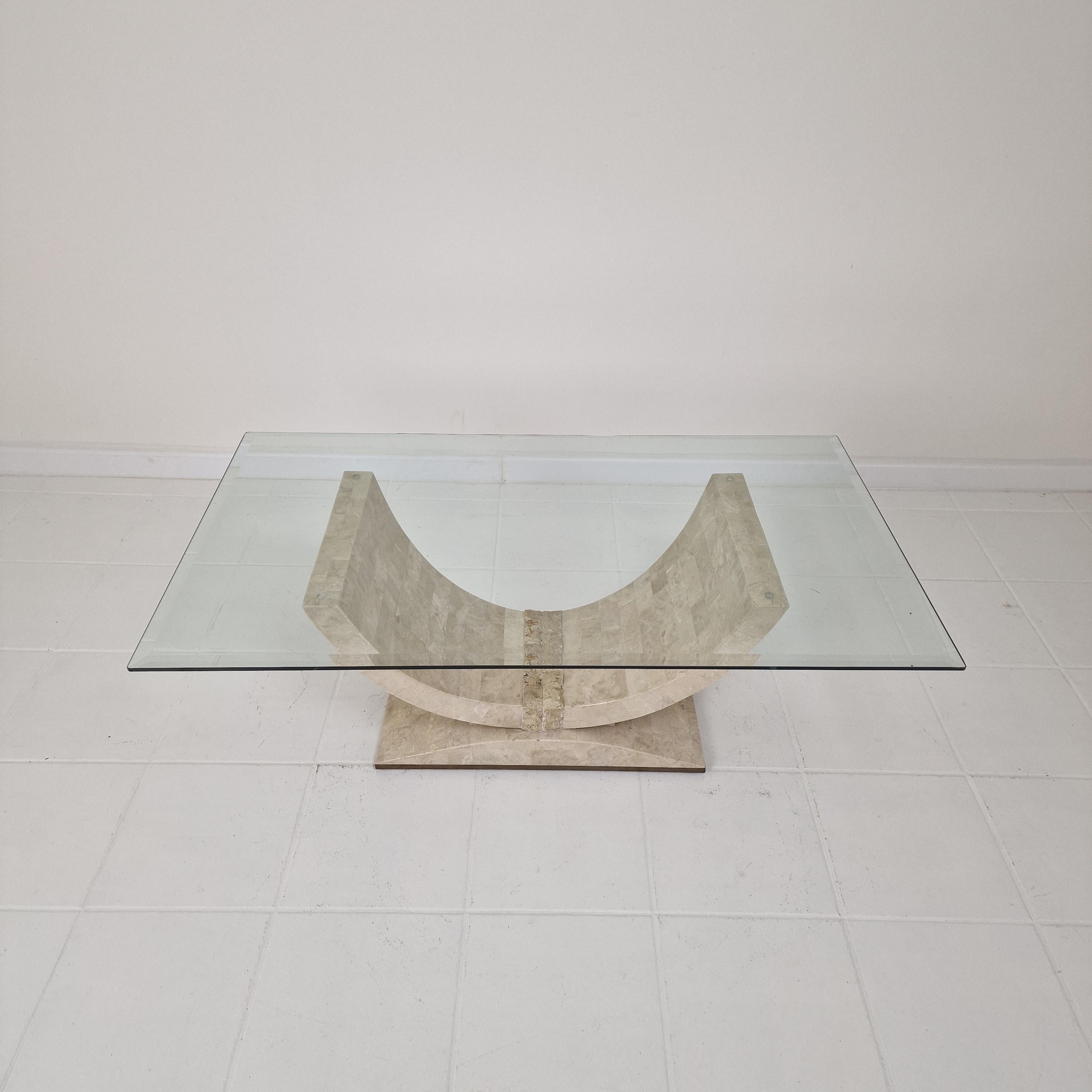 Late 20th Century Mactan Stone Coffee or Fossil Stone Table, Italy 1990s