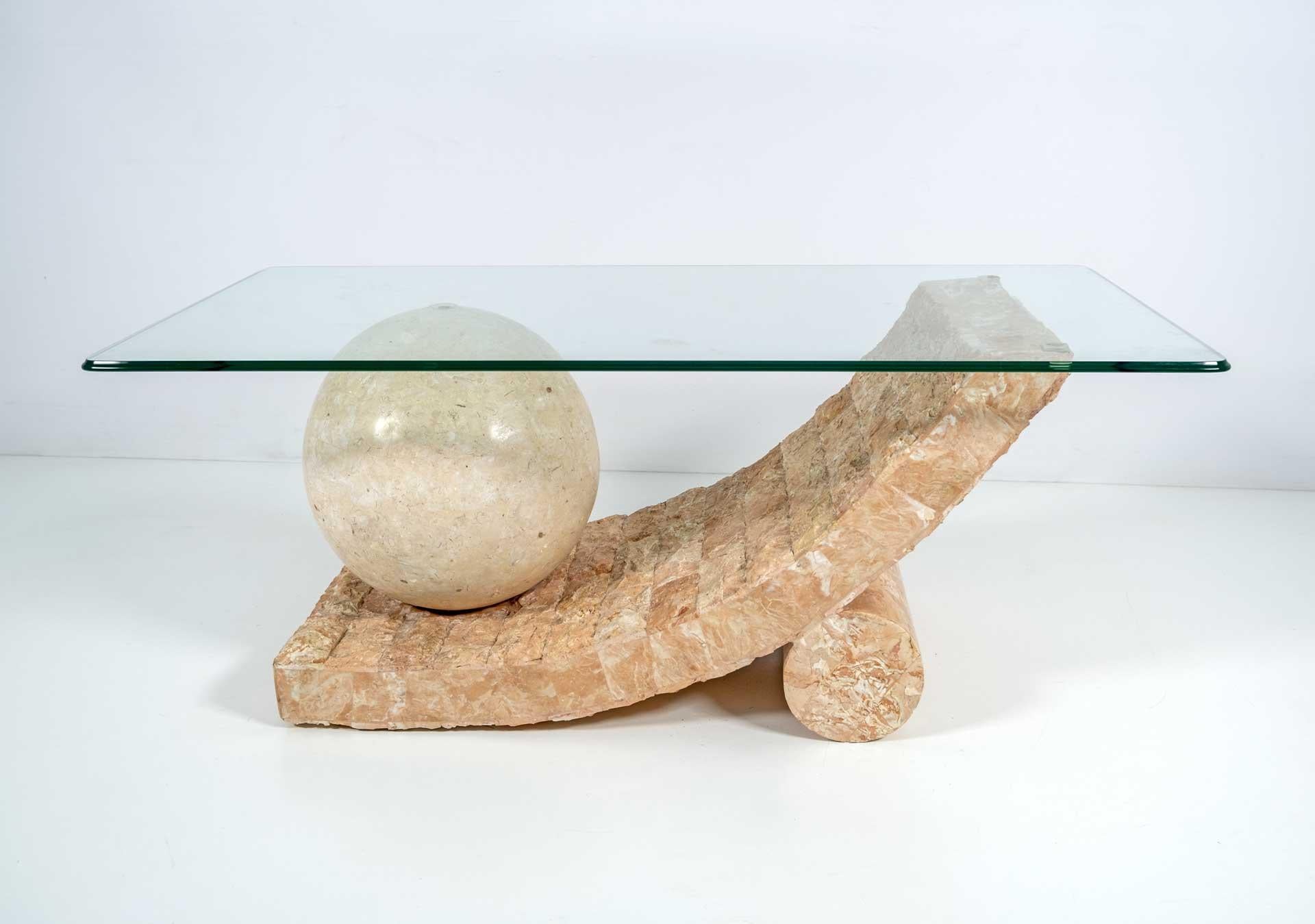 Post-Modern Mactan Stone Coffee Table by Magnussen Ponte, 1980s For Sale