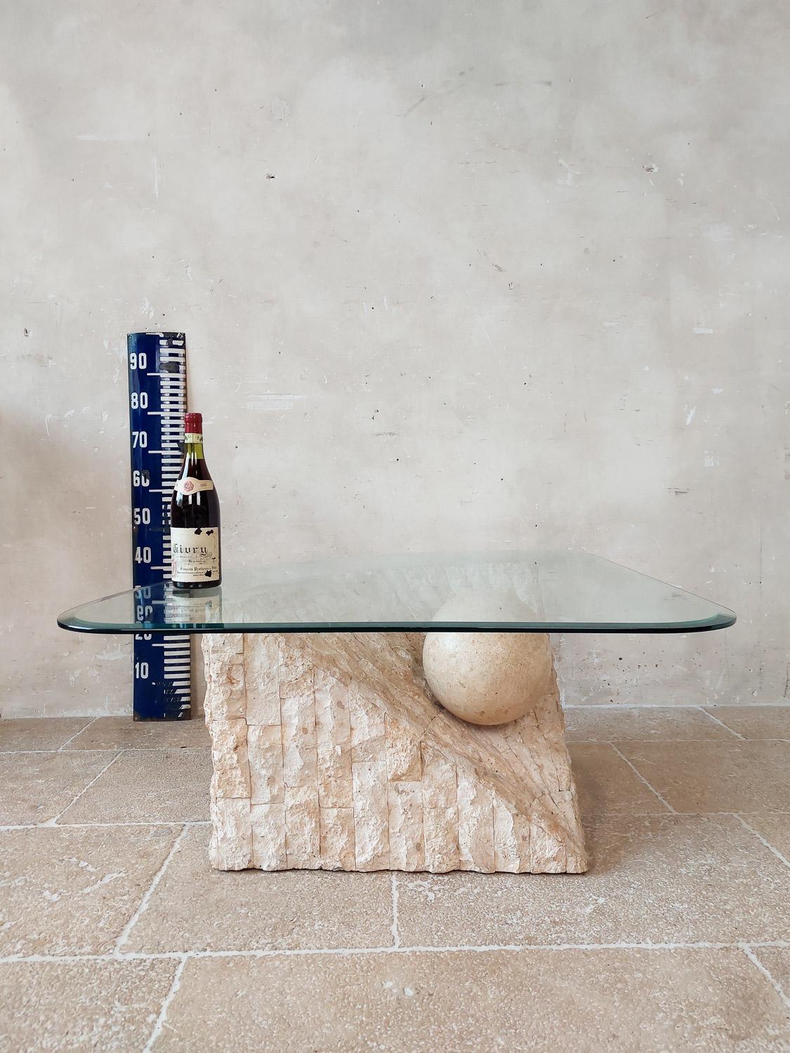 Post-Modern Mactan Stone Coffee Table by Magnussen Ponte, 1980s