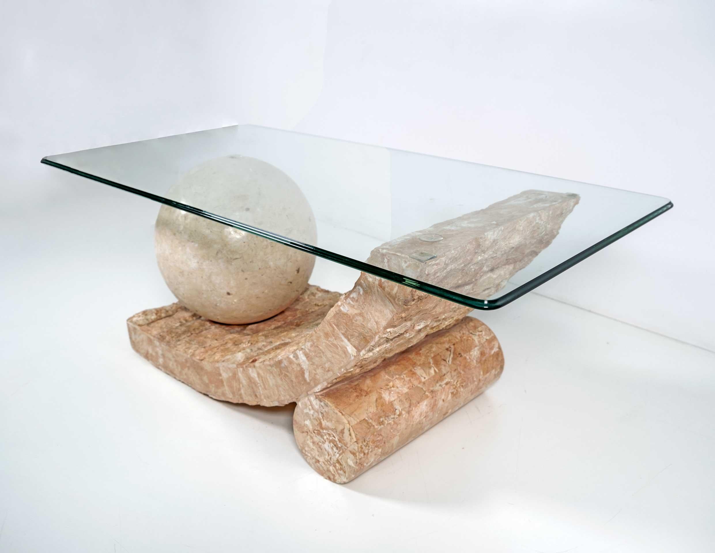 Italian Mactan Stone Coffee Table by Magnussen Ponte, 1980s For Sale