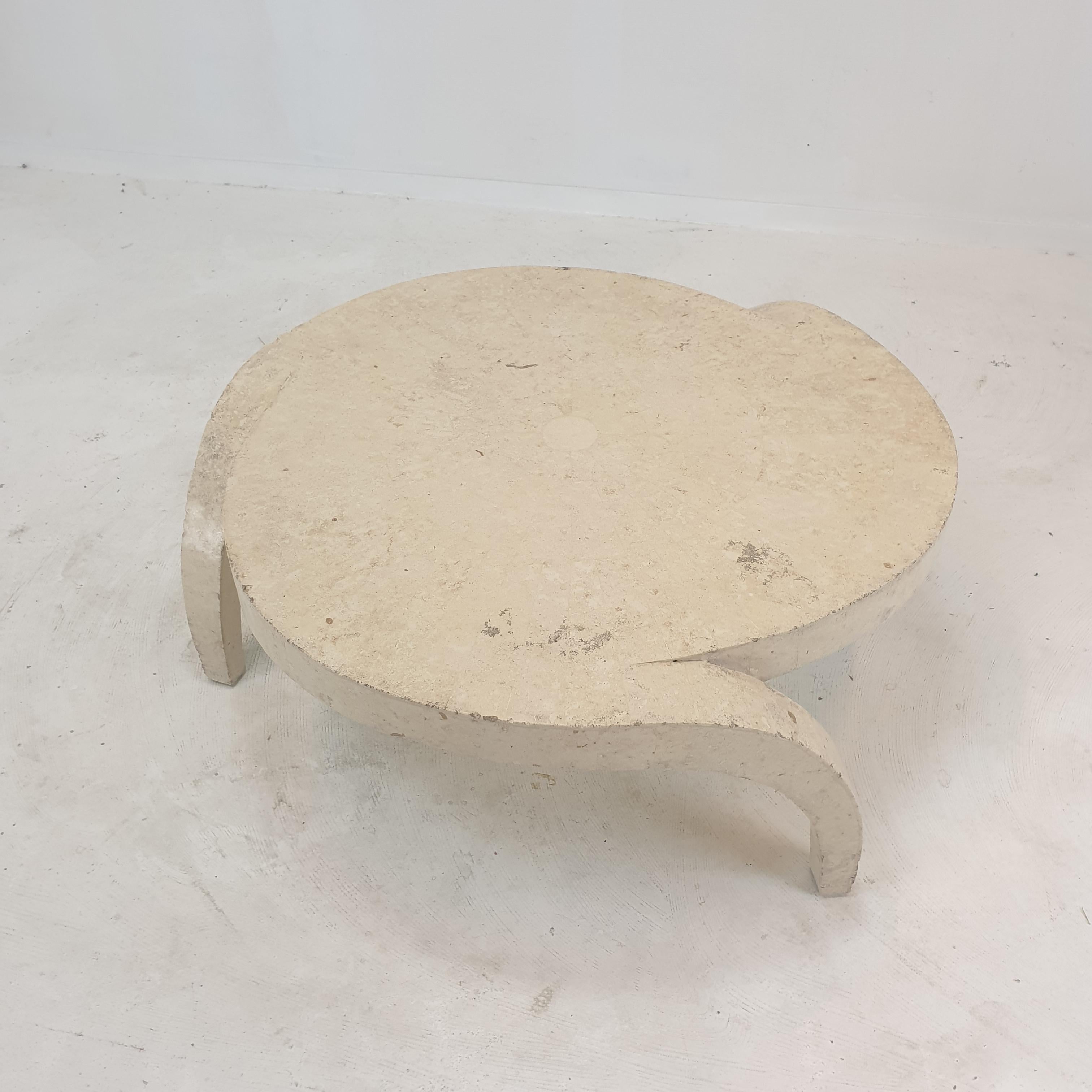 Late 20th Century Mactan Stone or Fossil Stone Coffee Table, 1980s For Sale