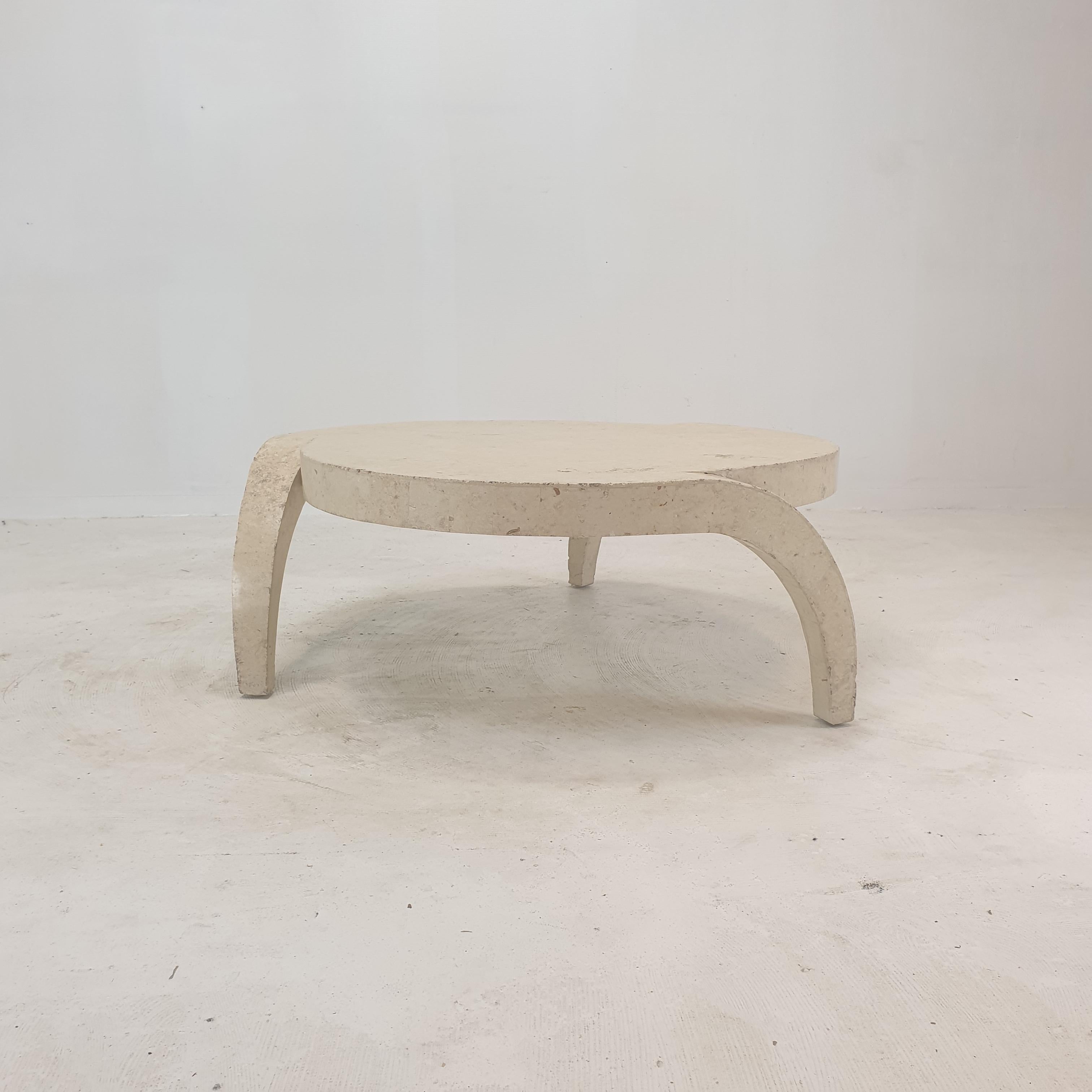Post-Modern Mactan Stone or Fossil Stone Coffee Table, 1980s For Sale