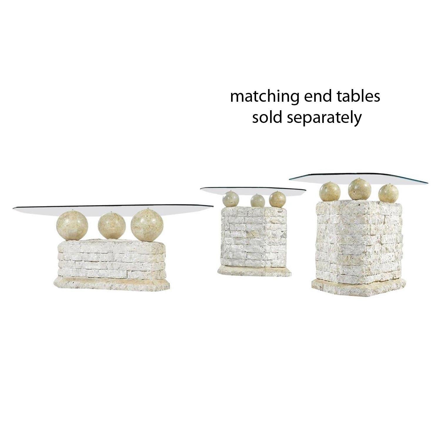 Maitland Smith Style Mactan Tessellated Stone Orb Pedestal Coffee Table In Good Condition In Chattanooga, TN