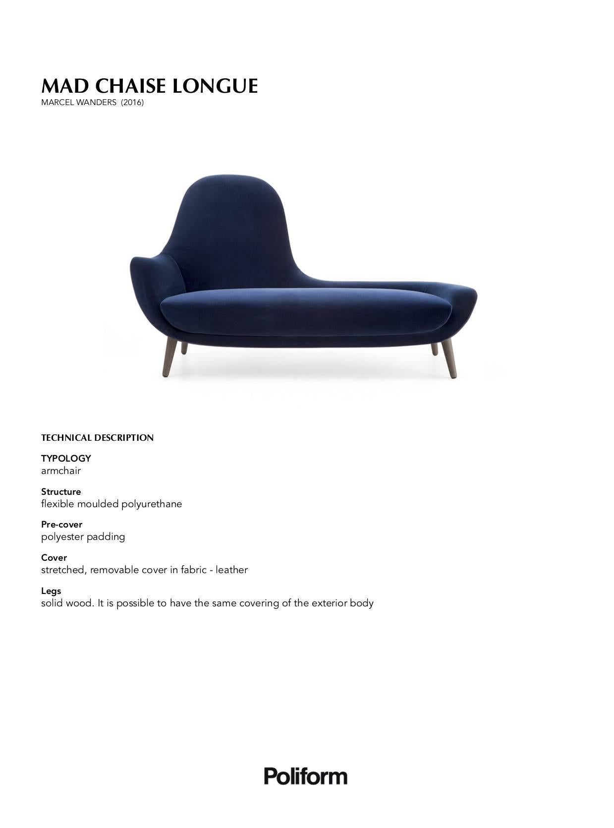 Modern Mad Chaise Longue by Marcel Wanders for Poliform in Fabric or Leather For Sale
