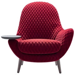 Mad King Armchair in Fabric or Leather with Intergrated Oak Side Table